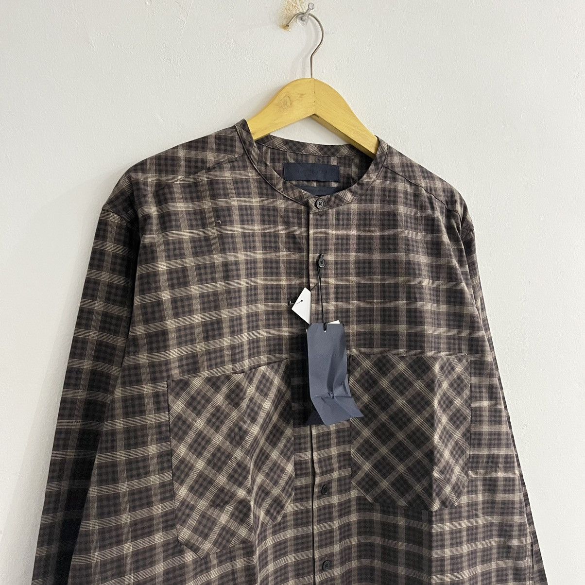 Japanese Brand T.I For Men Plaid Button Up Stand Collar Size US XL / EU 56 / 4 - 3 Thumbnail
