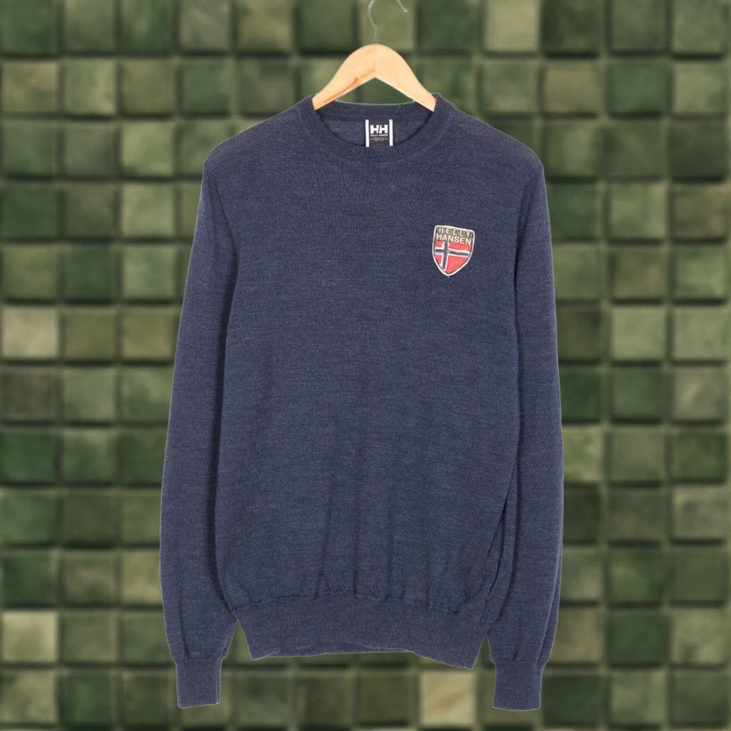 Helly Hansen Helly Hansen Crew Neck Merino Wool Jumper Sweater Men L Blue VR3606 Size US L / EU 52-54 / 3 - 1 Thumbnail
