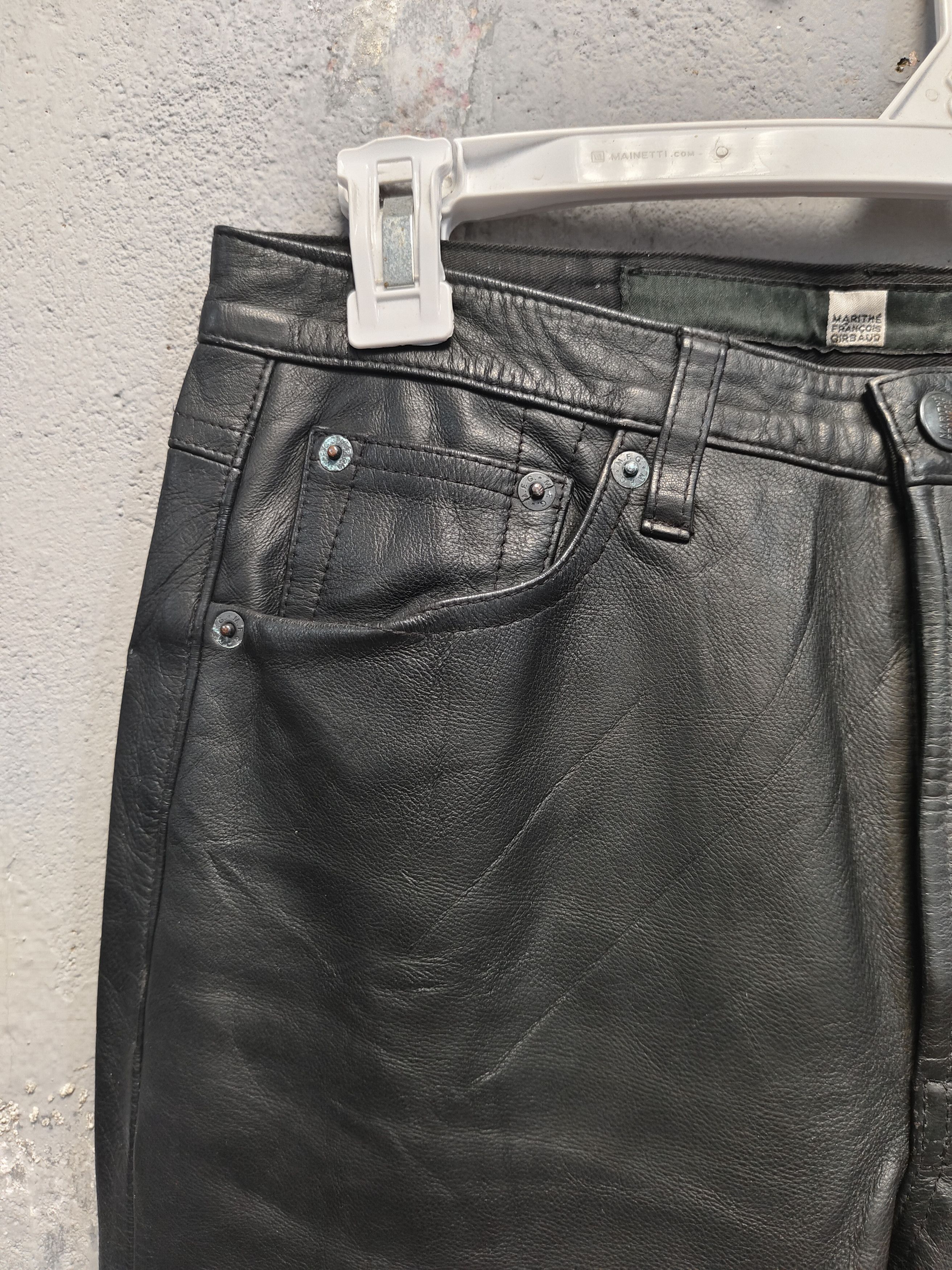 Marithe + Francois Girbaud 90s Marithe Francois Girbaud Minimal Leather Trousers Size US 30 / EU 46 - 4 Thumbnail