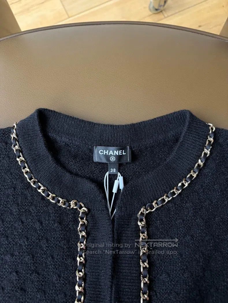Chanel Chanel Leather chain black knitwear coat Size XS / US 0-2 / IT 36-38 - 5 Thumbnail