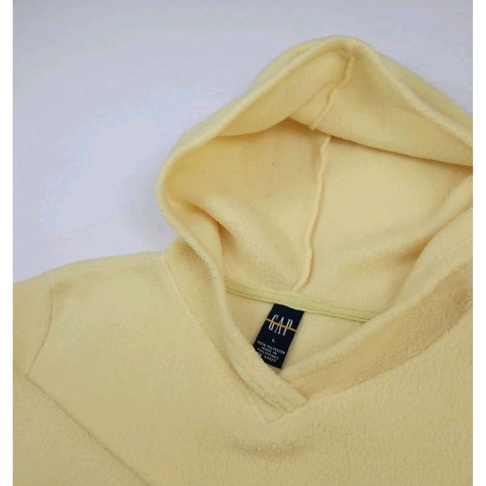 Gap VINTAGE Gap Shirt Womens L Yellow Y2k Fleece Hoodie Sweatshirt Pale Spellout Sport USA Vtg Size L / US 10 / IT 46 - 4 Thumbnail