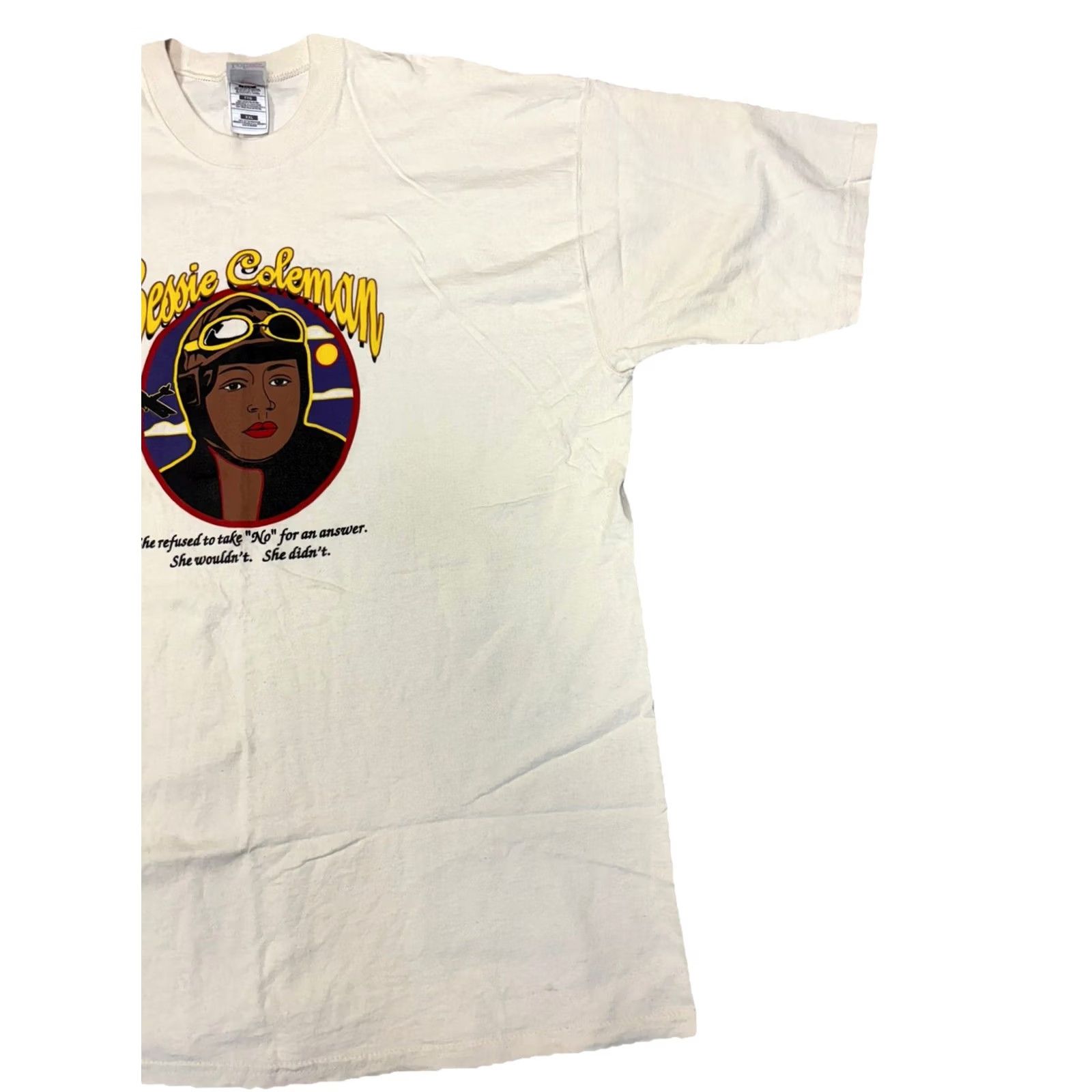 Fruit Of The Loom VINTAGE Fruit of the Loom Bessie Coleman Shirt Beige Aviation XXL Short Sleeve Graphic Tee Cotton Hippy Men/Women Size US XXL / EU 58 / 5 - 4 Thumbnail