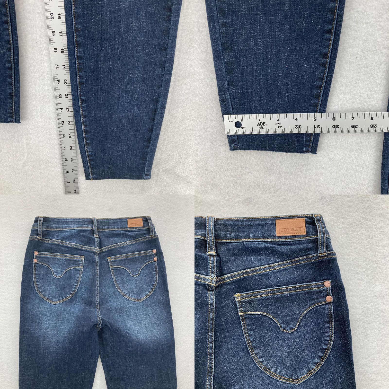 Denime Judy Blue Jeans Womens 29 Skinny Fit Dark Wash Denim Stretch 5-Pocket Zip Fly Mid Rise Size 29" - 8 Thumbnail