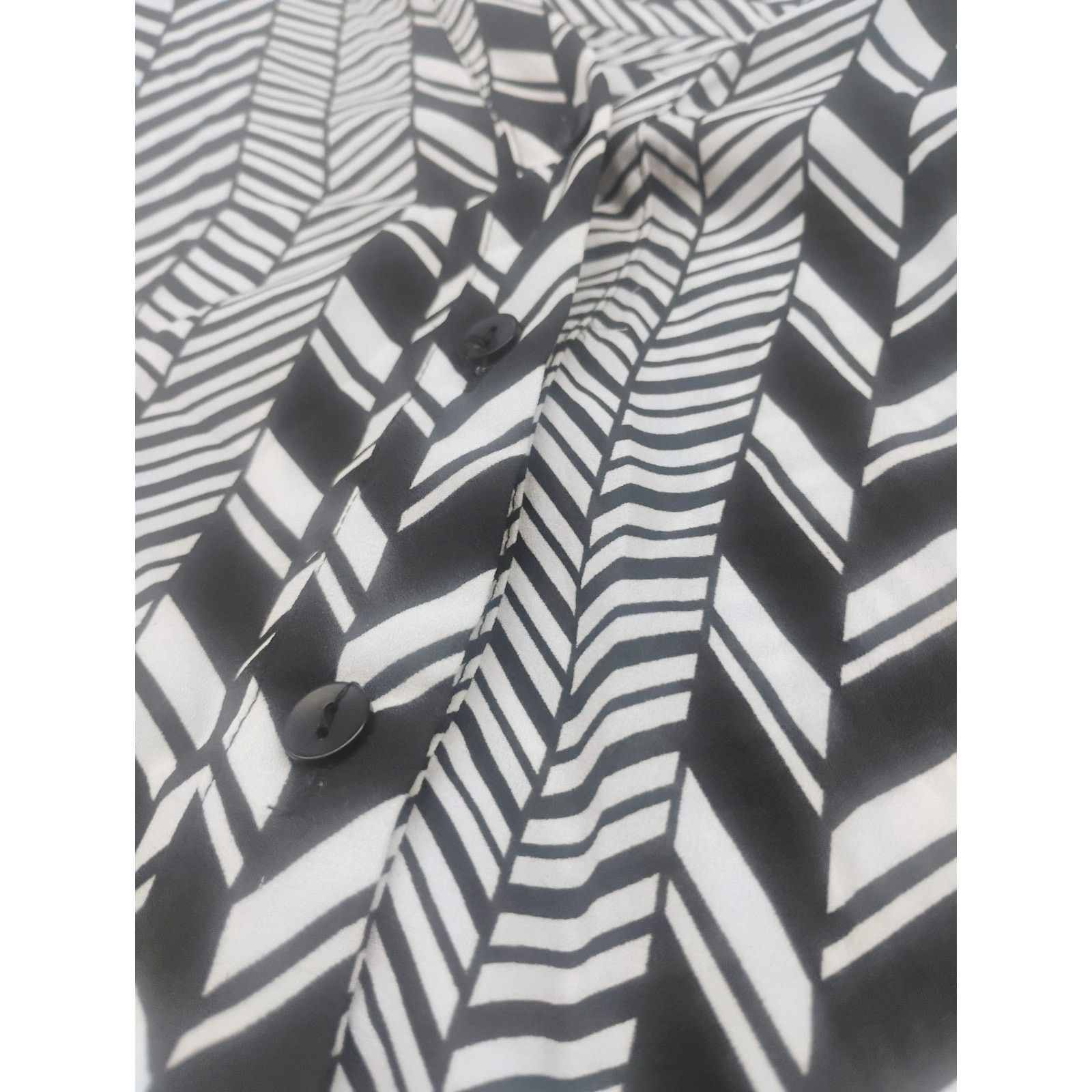 Other Zac & Rachel Womens XL Blouse Black White Geometric Herring Size XL / US 12-14 / IT 48-50 - 2 Thumbnail
