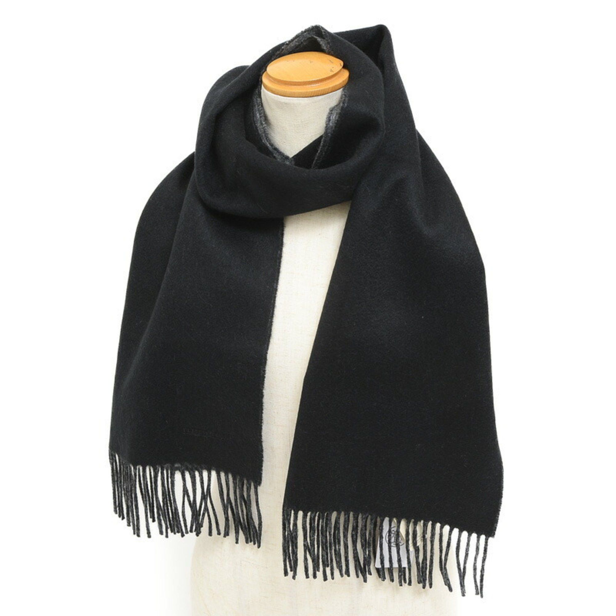 image of Hermes Recto Verso Muffler Black Flannel Gray 100% Cashmere 40×160, Women's