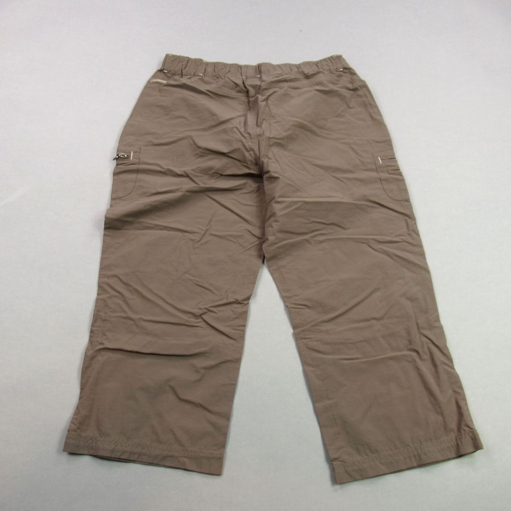 Vintage Columbia Pants Women Medium Lightweight Straight Leg Outdoors Pockets Brown Nylon Knit Blocked Short Size 32" / US 10 / IT 46 - 3 Thumbnail