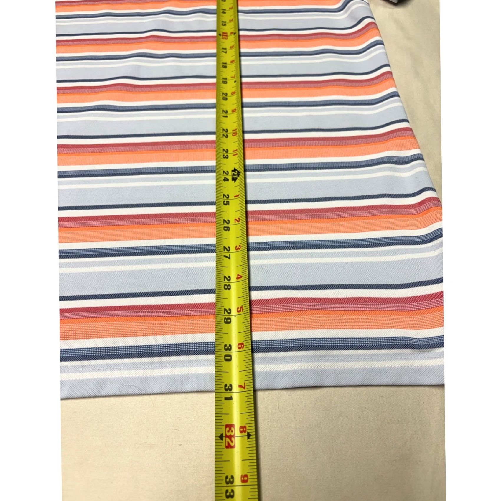 johnnie-O Johnnie-O Mens Large Striped Performance Polo Shirt Blue Orange Short Sleeve L Size US L / EU 52-54 / 3 - 7 Thumbnail