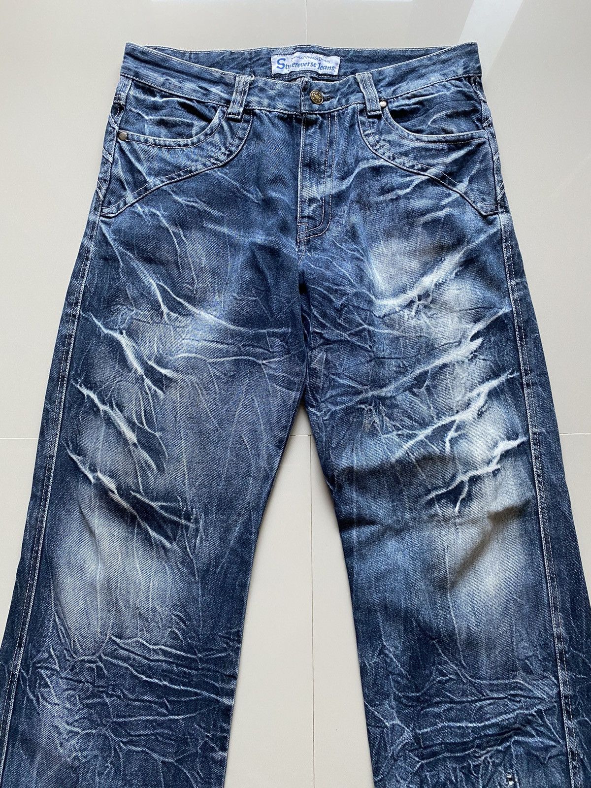 Hysteric Glamour 🔥 Rare Design Japanese Fading Blue Pants Unique Jeans Size US 35 - 2 Thumbnail