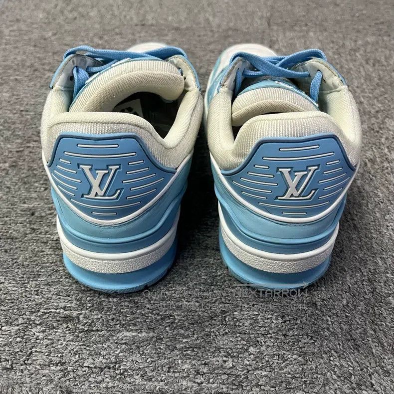 Louis Vuitton Louis Vuitton Blue and white leather lace-up low-cut fashi Size US 5 / EU 37 - 3 Thumbnail