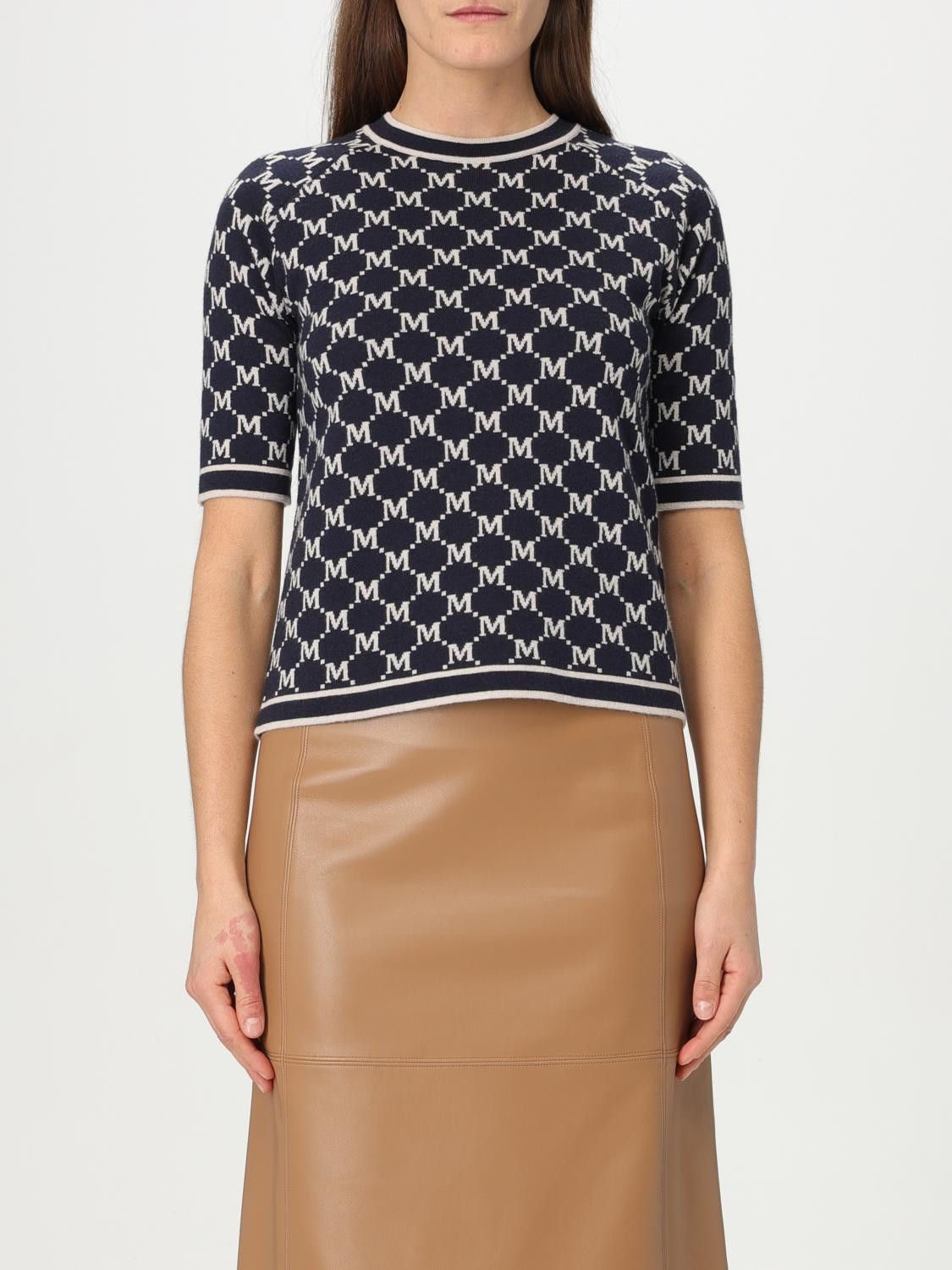 Max Mara MAX MARA 'Fido' Brown Wool Blend T-Shirt | Grailed