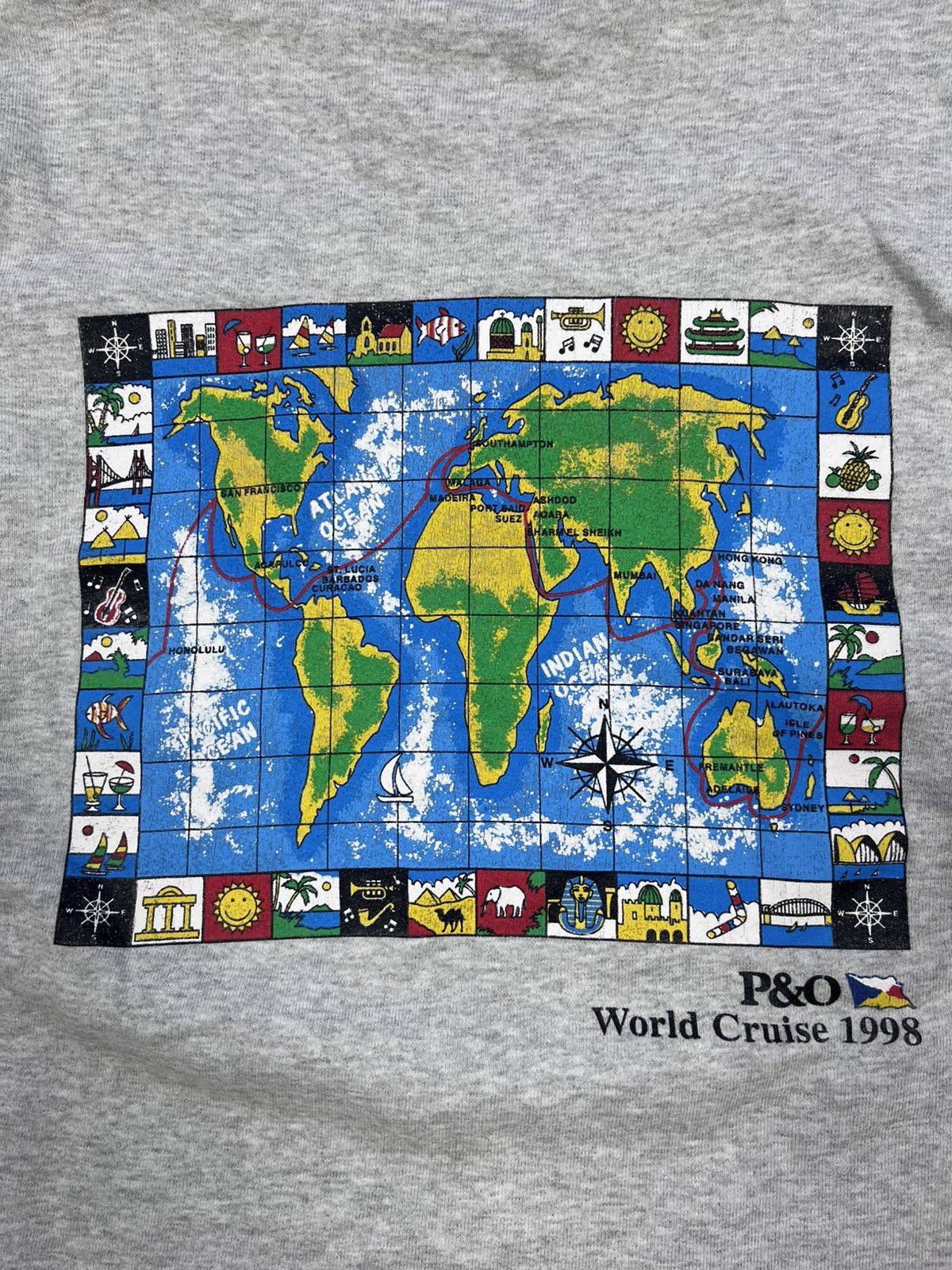 Vintage Vintage 90s Arcadia 1998 World Cruise logo map sweatshirt L Size US L / EU 52-54 / 3 - 6 Thumbnail