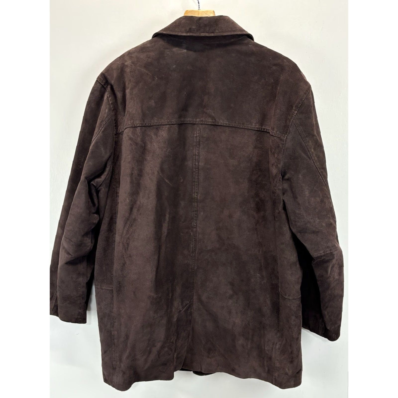 CHOCOOLATE Vtg Savile Row Brown Suede Car Coat Mens L Chocolate Brown Flannel Blanket Lined Size US L / EU 52-54 / 3 - 3 Thumbnail