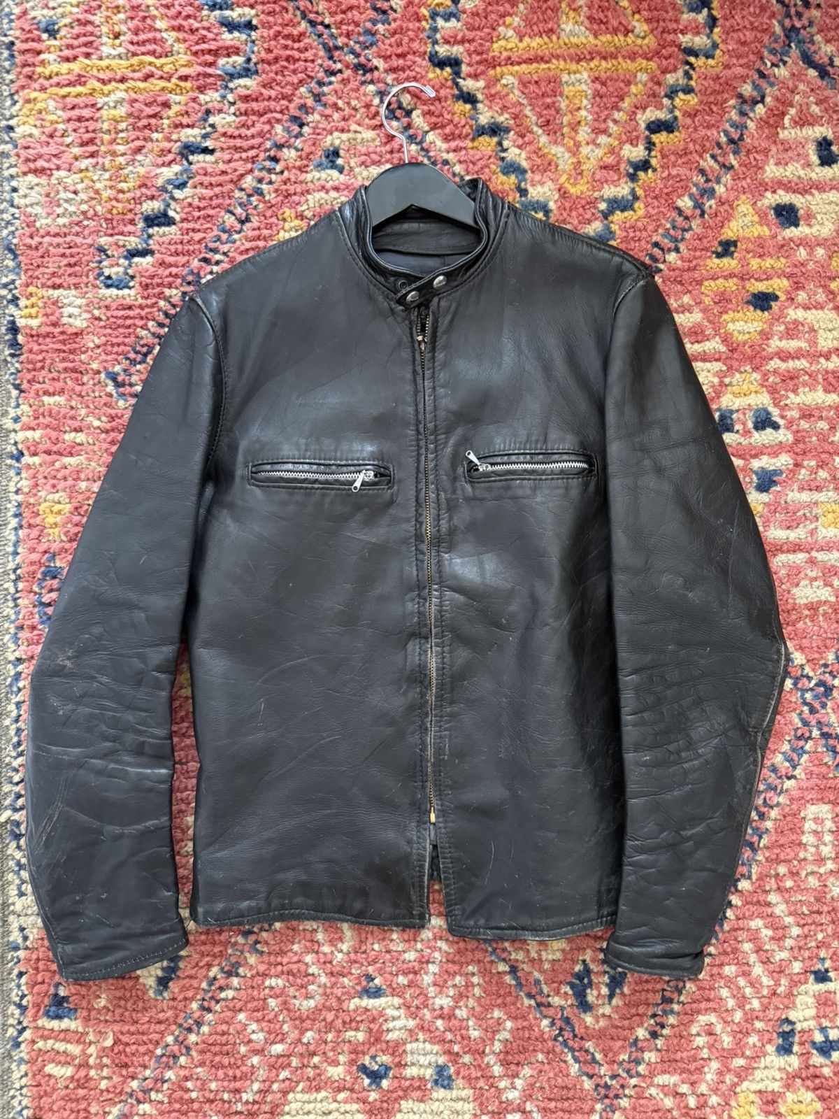 Brooks Vintage BROOKS Cafe Racer 60s Black Leather Jacket sz 40/M Size US M / EU 48-50 / 2 - 8 Thumbnail