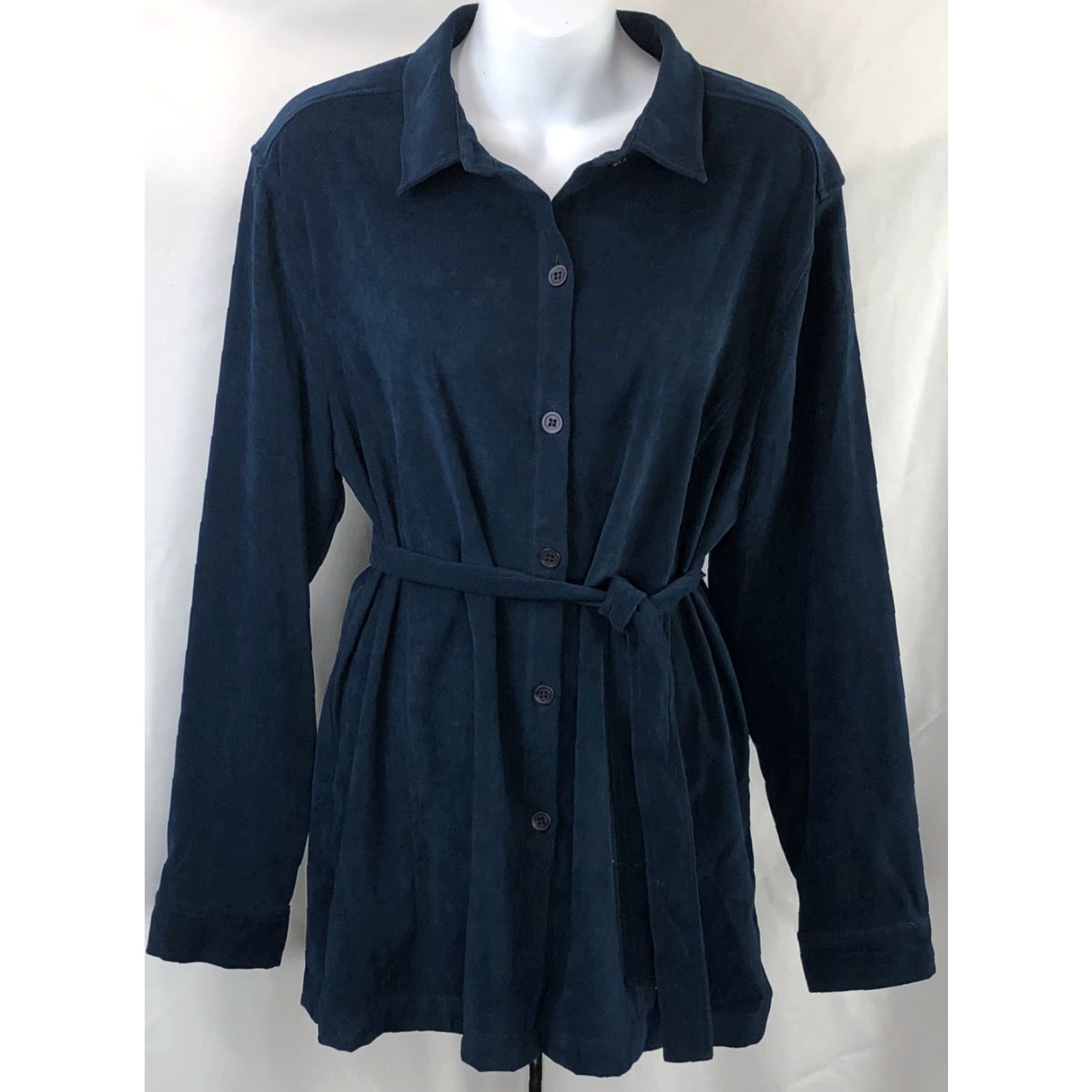 Vintage Vintage Norton McNaughton MicroSuede Top Shirt 14 Blue Belted Retro 70s Career Size XL / US 12-14 / IT 48-50 - 4 Thumbnail