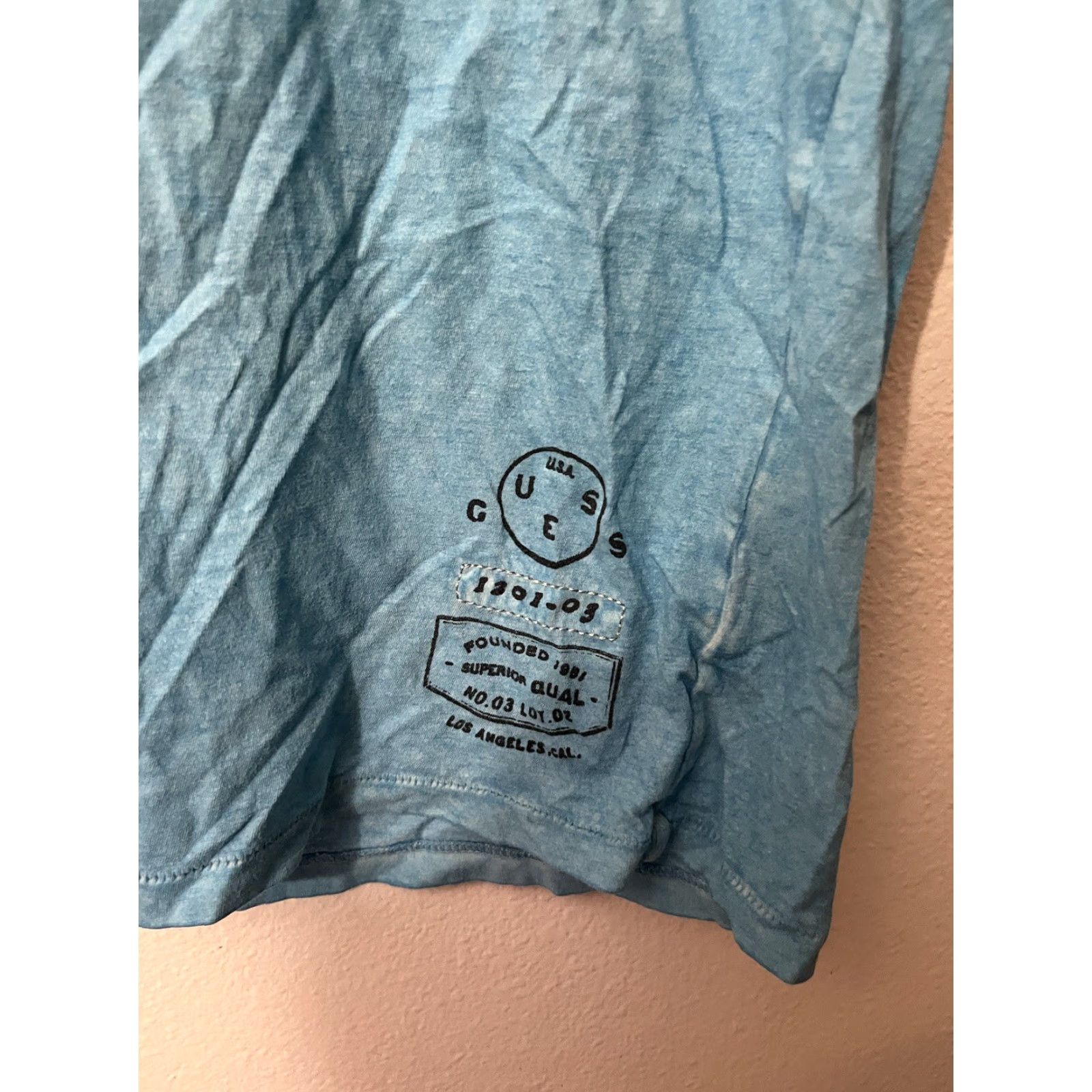 Guess GUESS T-Shirt Mens Small Blue Graphic Logo Crew Neck Short Sleeve Cotton Knit Regular Fit Vintage? No Size US S / EU 44-46 / 1 - 3 Thumbnail