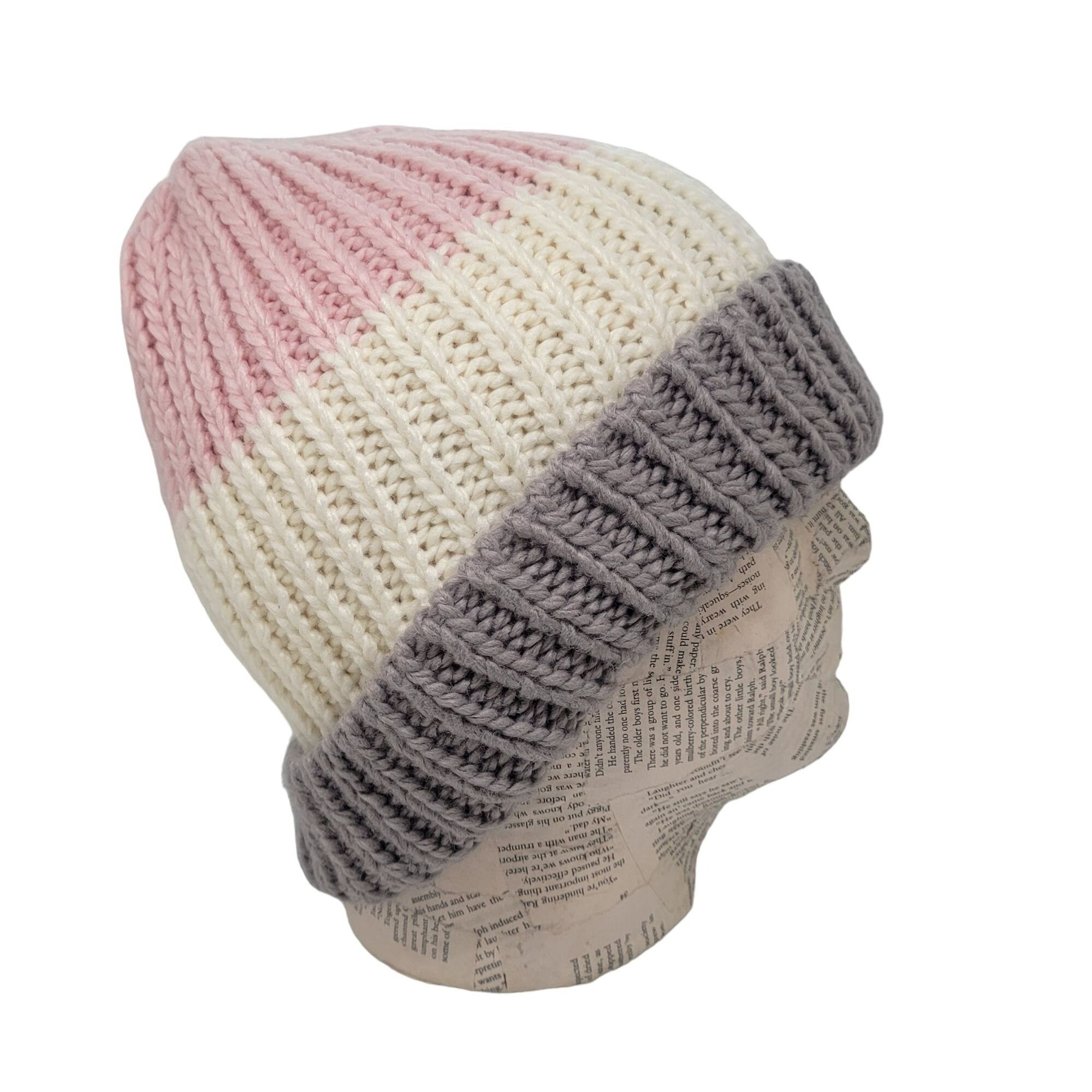 Other ⭐Tasha One Size Women's Tricolor striped Knit Rib Cuff Beani Size ONE SIZE - 1 Thumbnail