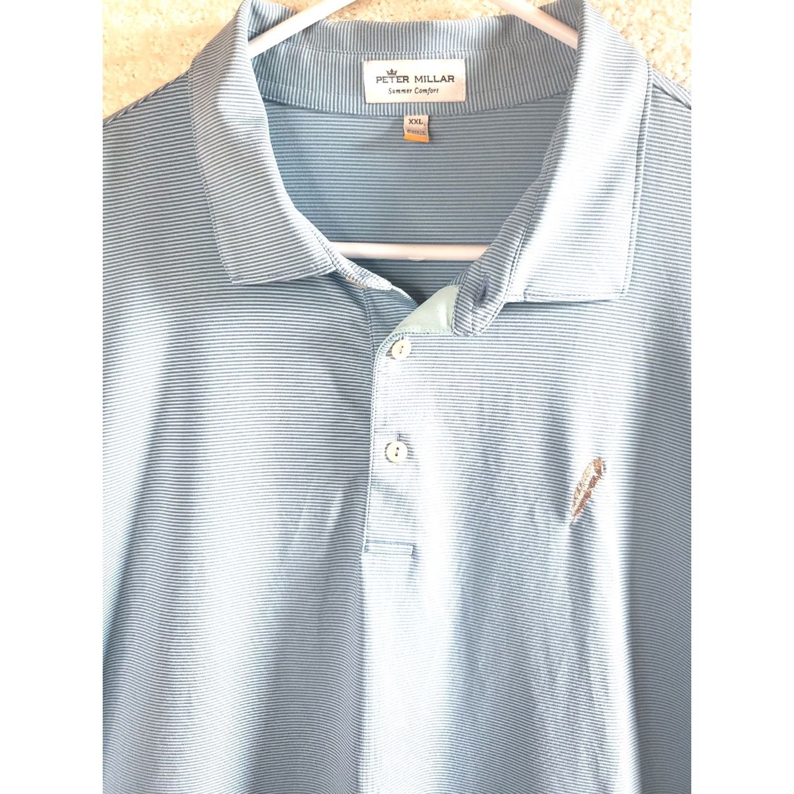 Peter Millar VINTAGE? No. Peter Millar Summer Comfort Polo Mens 2XL Blue Striped Short Sleeve Golf Shirt Size US XXL / EU 58 / 5 - 4 Thumbnail