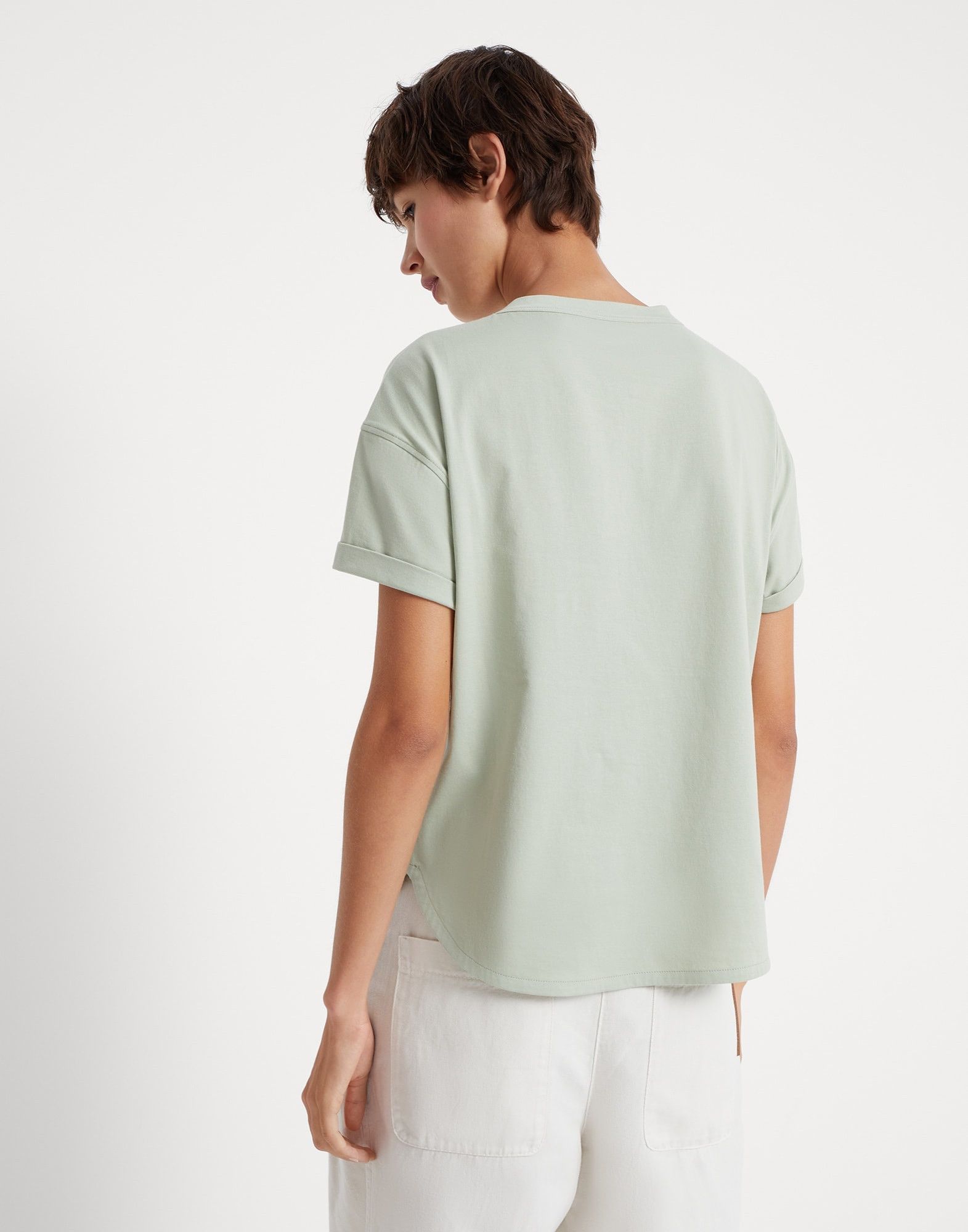 Brunello Cucinelli o1w1db10825 Blouse in Light/Pastel Green Size L / US 10 / IT 46 - 2 Thumbnail