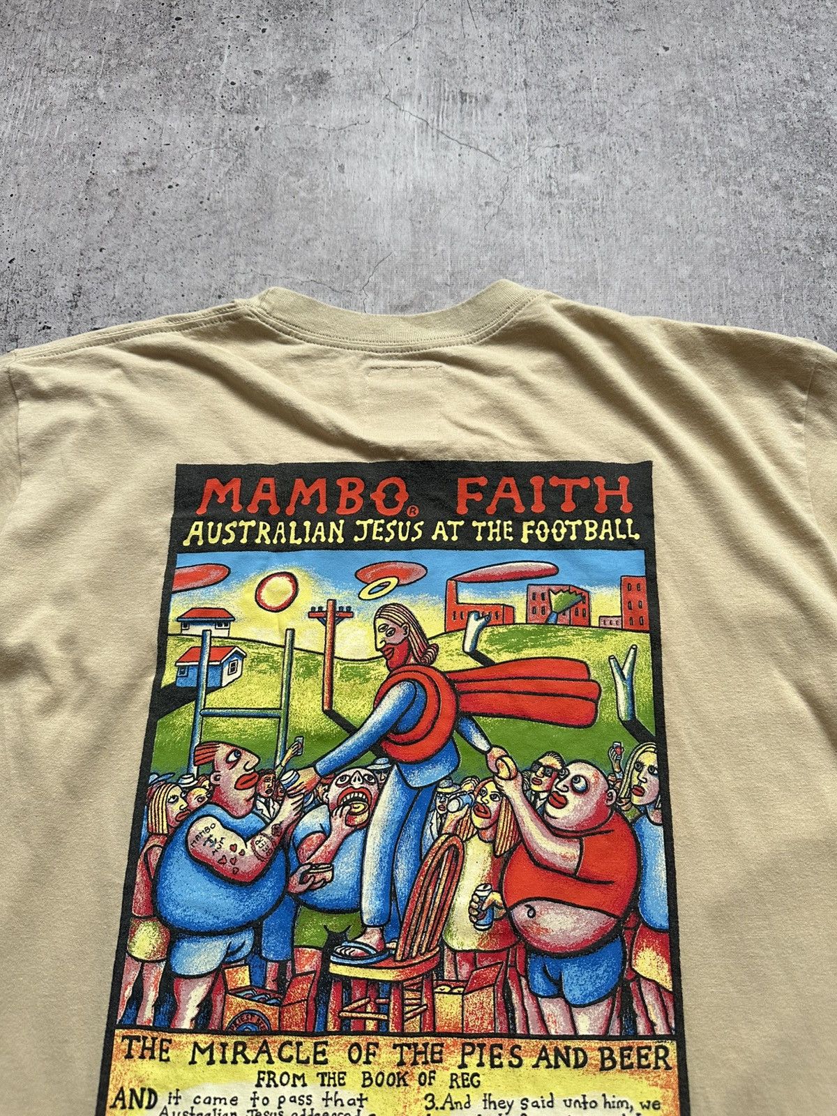 Mambo 1996 Mambo Australian Jesus At The Football Vintage Tee Size US XL / EU 56 / 4 - 18 Thumbnail