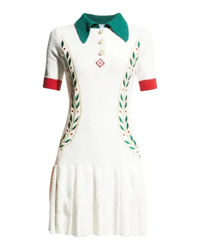Casablanca o1mle1224 Laurel Leaf Tennis Dress in Multicolor Size XS / US 0-2 / IT 36-38 - 1 Thumbnail