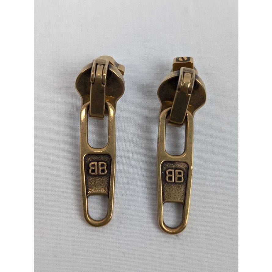 Balenciaga o1rshd1 Size: OS / Women's Zip Earrings Brass/Antique Gold Size ONE SIZE - 3 Thumbnail