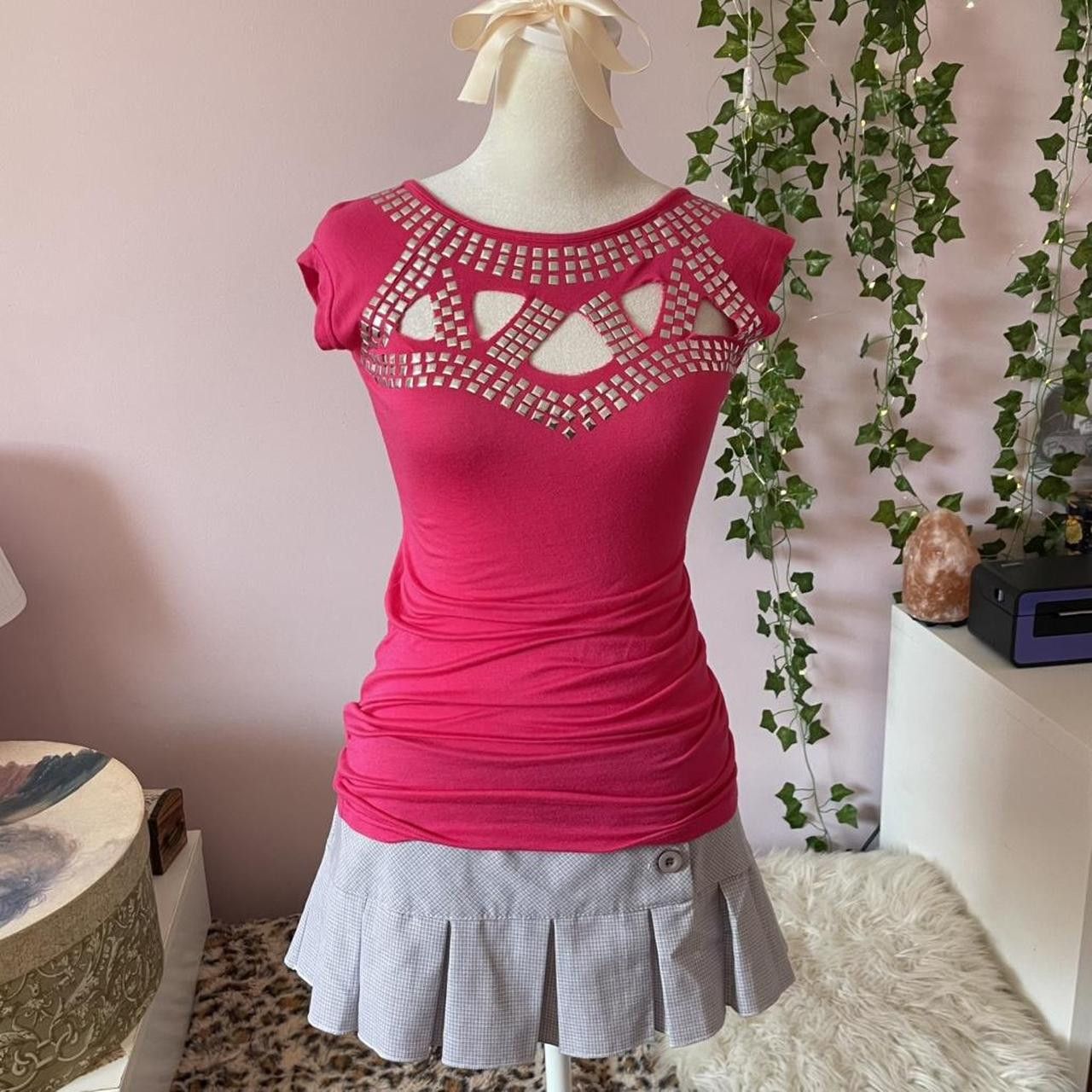 Other 2000s Candy Couture hot pink studded top Size L / US 10 / IT 46 - 1 Thumbnail