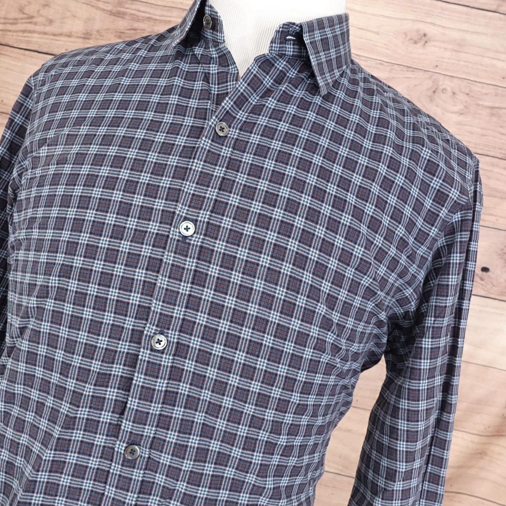 Vintage ZACHARY PRELL Shirt Mens L Blue Plaid Long Sleeve Button Front Cotton Casual Size US L / EU 52-54 / 3 - 2 Thumbnail