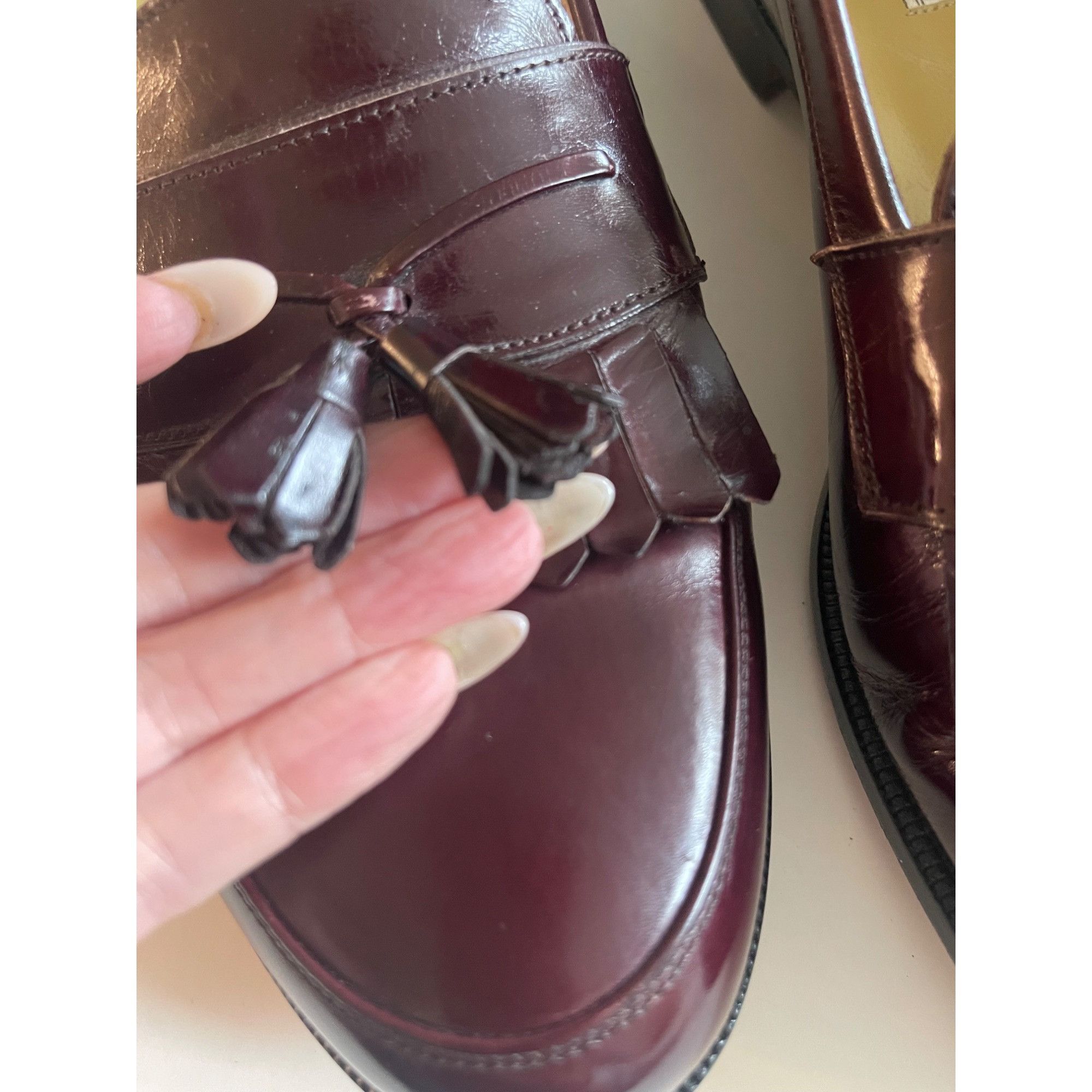 Mezlan MEZLAN BURGUNDY MADE IN SPAIN KILTI TASSEL LEATHER SLIP ON L Size US 10 / EU 43 - 3 Thumbnail