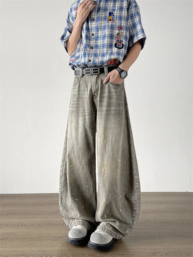 Japanese Brand Retro loose straight leg fringed jeans Size US 32 / EU 48 - 2 Thumbnail
