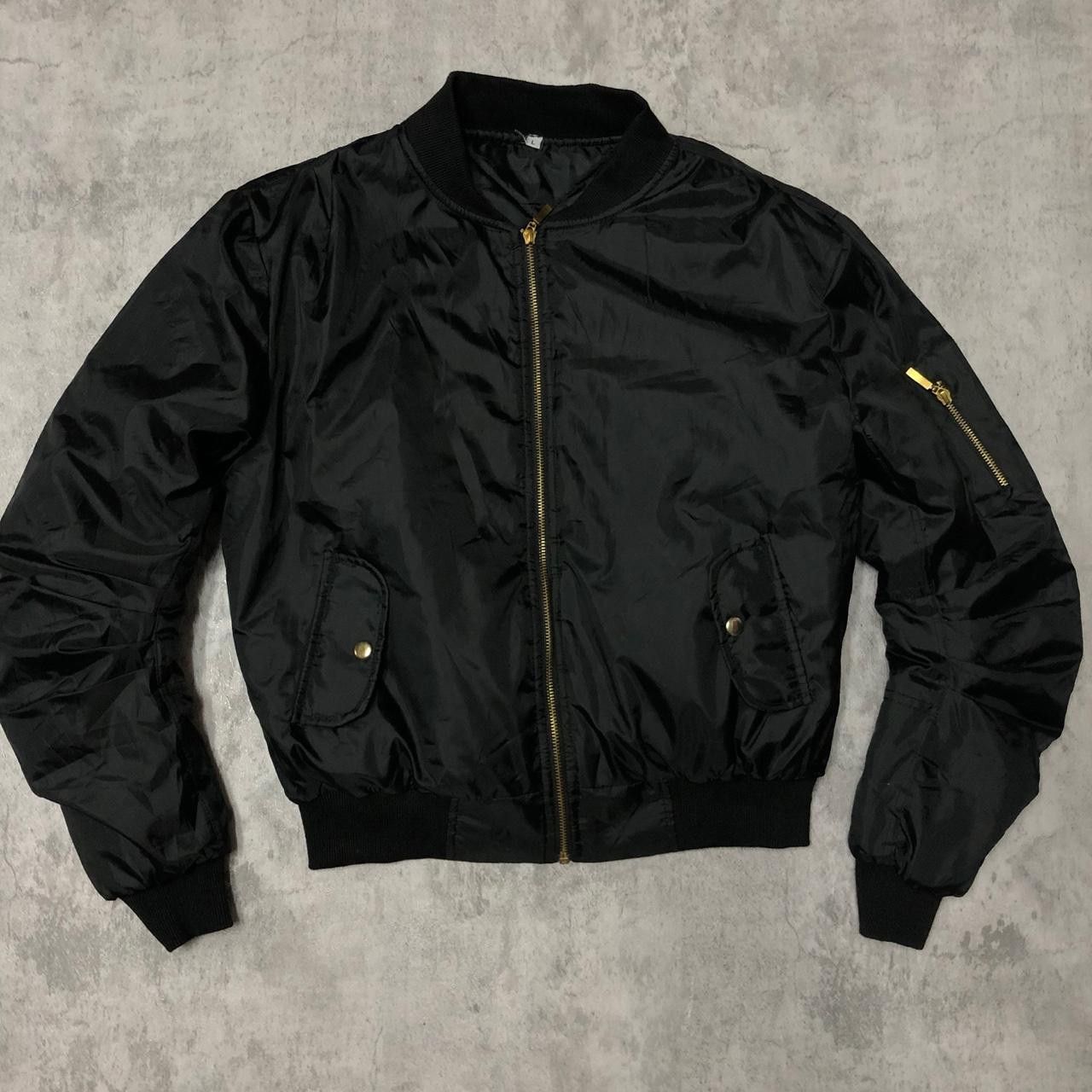 Other Black bomber jacket with gold zipper #bomberjacket Size L / US 10 / IT 46 - 1 Thumbnail