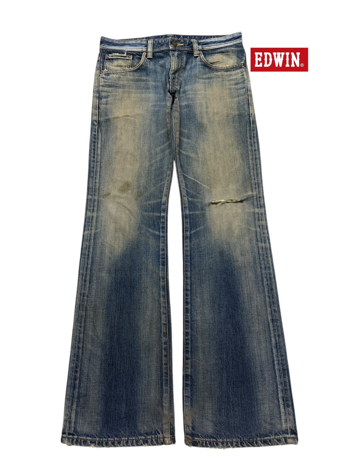 Edwin Vintage 90s Japan Edwin Blue Mud Wash Faded Wide Leg Bootcut Size US 34 / EU 50 - 1 Thumbnail