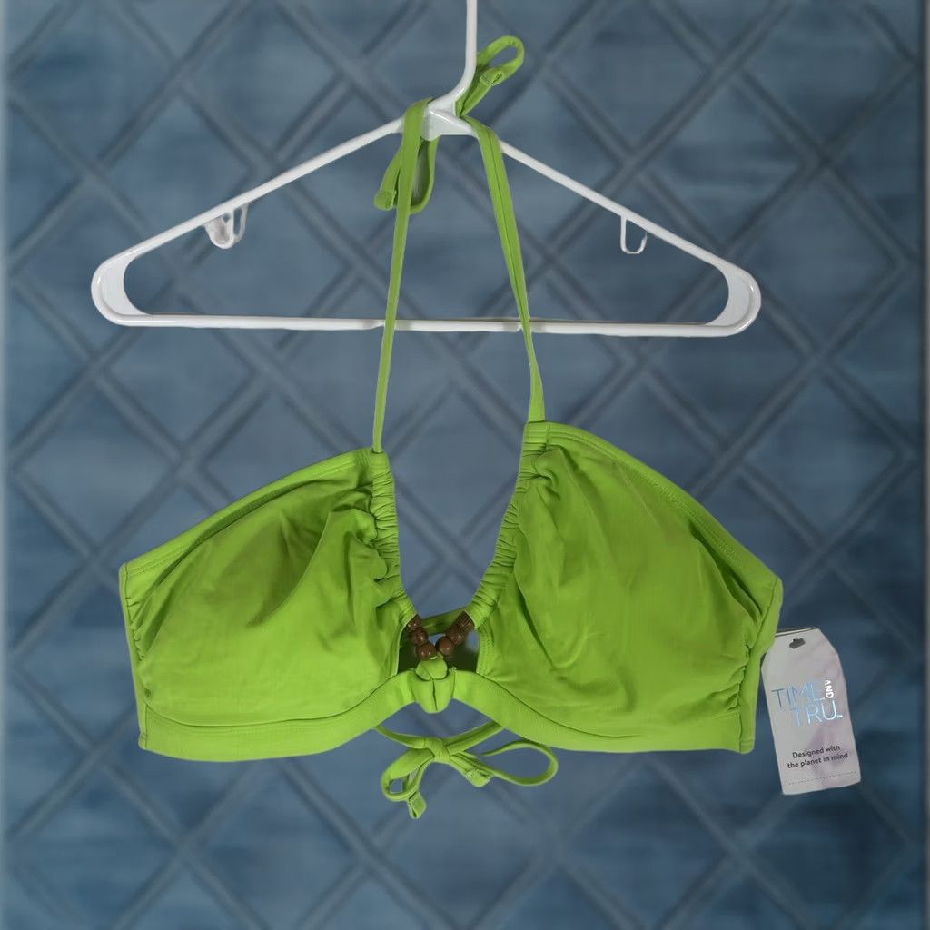 Vintage Time And Tru Bikini Top Womens XL 16-18 Green NWT Halter Padded Stretch Swim Top NWT Size XL / US 12-14 / IT 48-50 - 1 Thumbnail