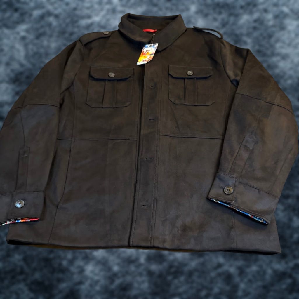 Robert Graham VINTAGE Robert Graham RG-50 Vegan Suede Utility Jacket Black Paisley Lining Mens XL NWT Size US XL / EU 56 / 4 - 1 Thumbnail