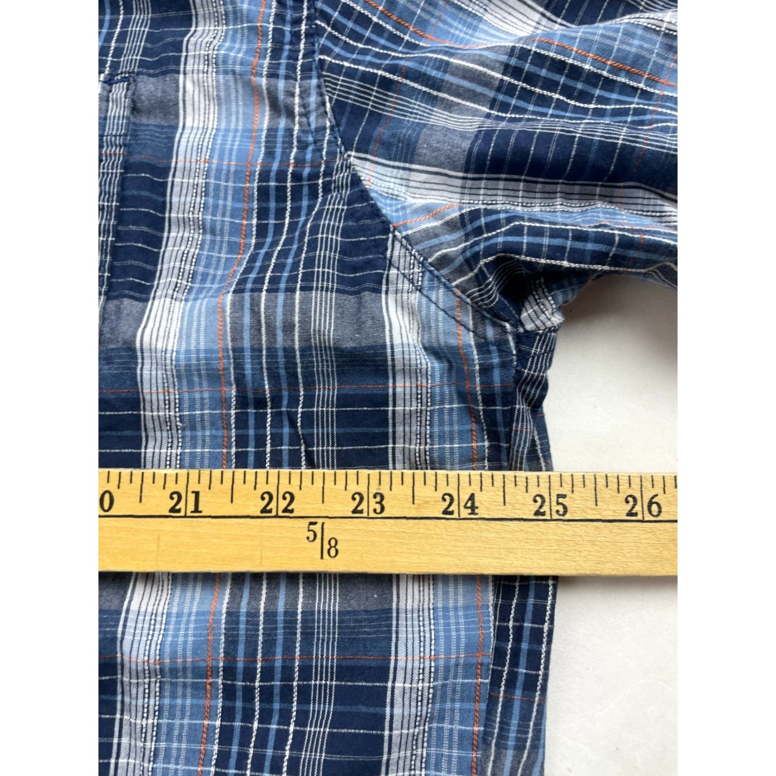 Vintage Work n' Sport Shirt XL Tall Blue Orange Plaid Button-Down Short Sleeve Men Size US XL / EU 56 / 4 - 6 Thumbnail