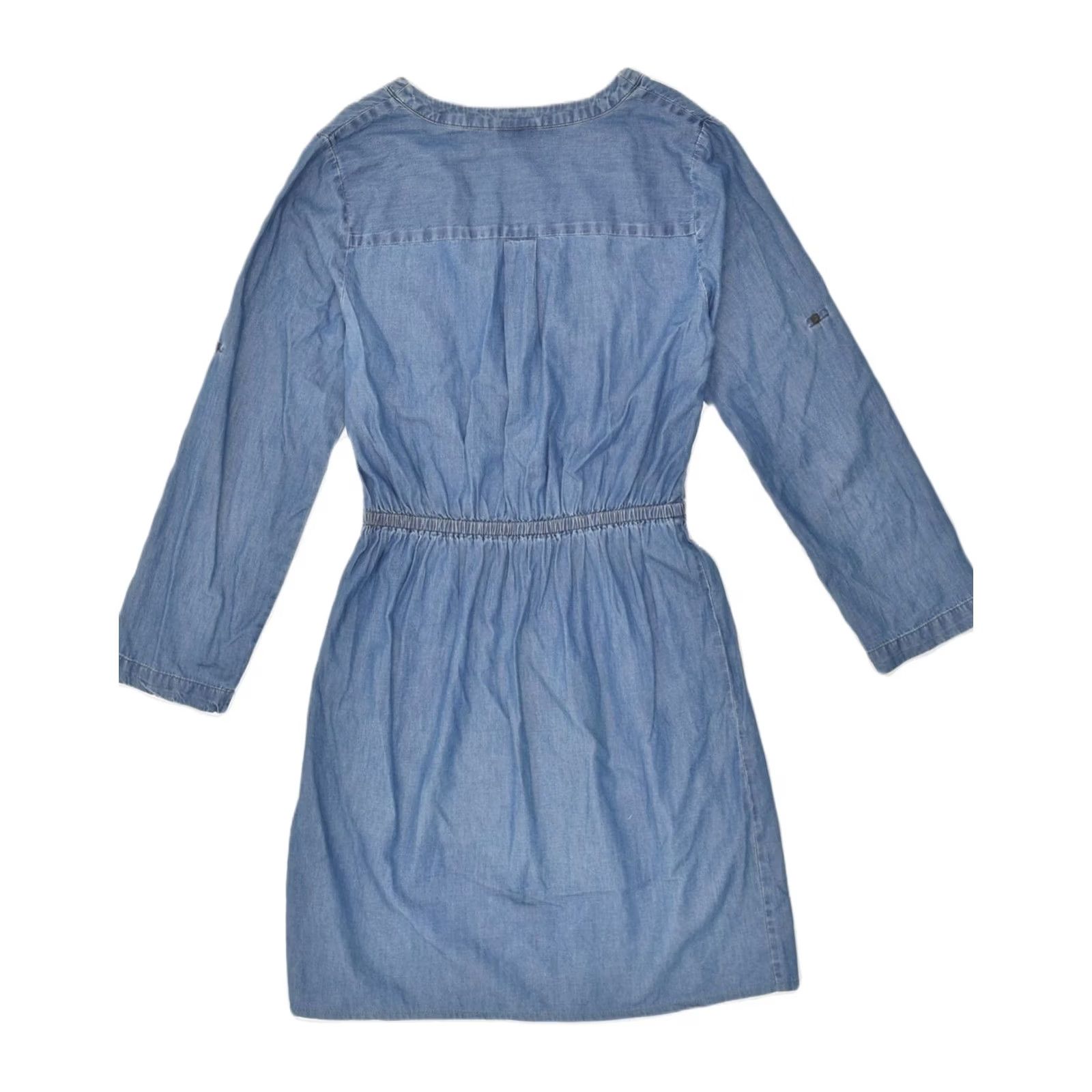 Mossimo VINTAGE Mossimo Womens Long Sleeve A-Line Dress XS UK 4 Blue Cotton JK03 Size XS / US 0-2 / IT 36-38 - 2 Thumbnail