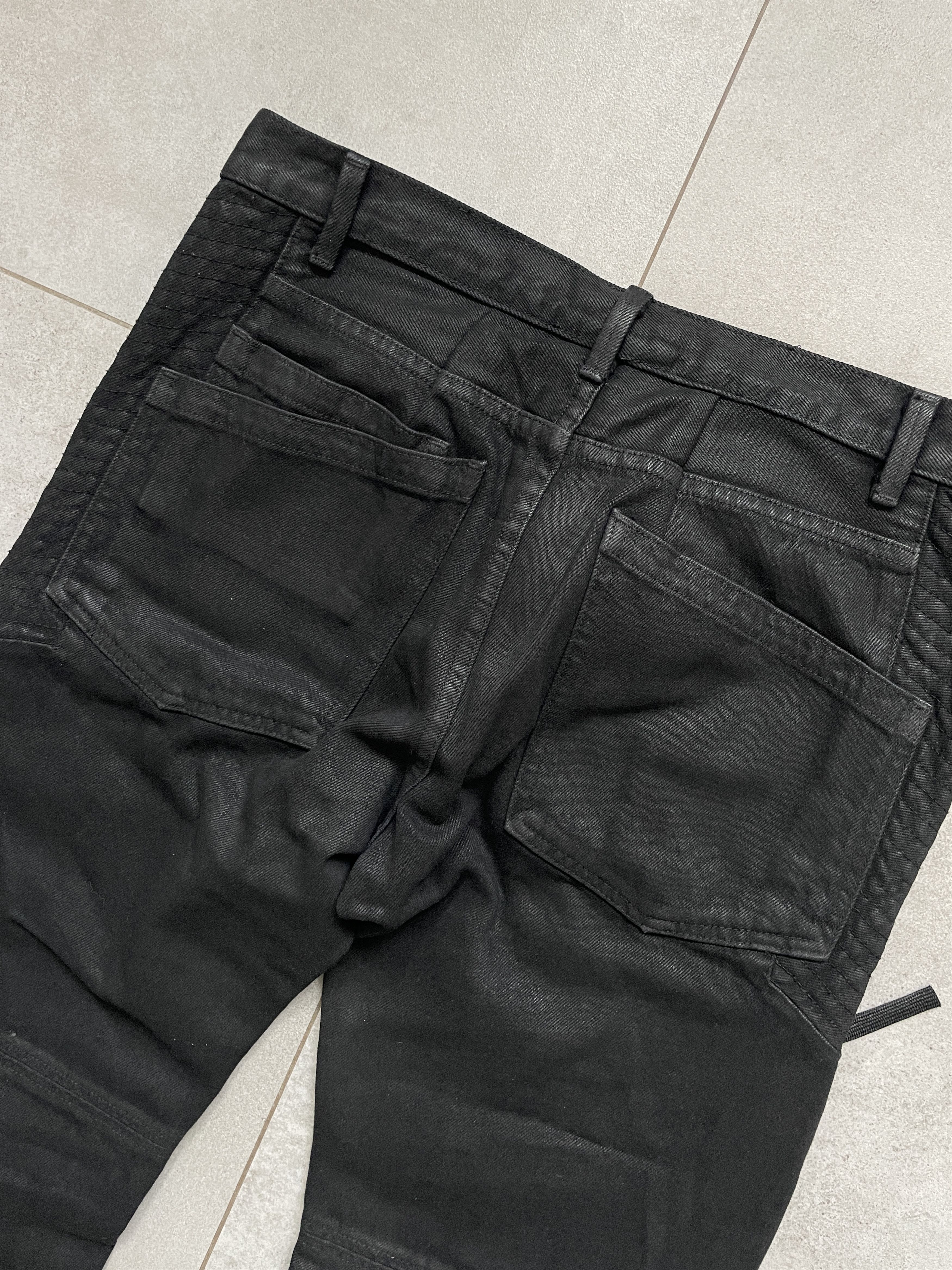 Helmut Lang HELMUT LANG HEAVY BLACK WAXED BIKER SLIM FIT JEANS Size US 32 / EU 48 - 4 Thumbnail
