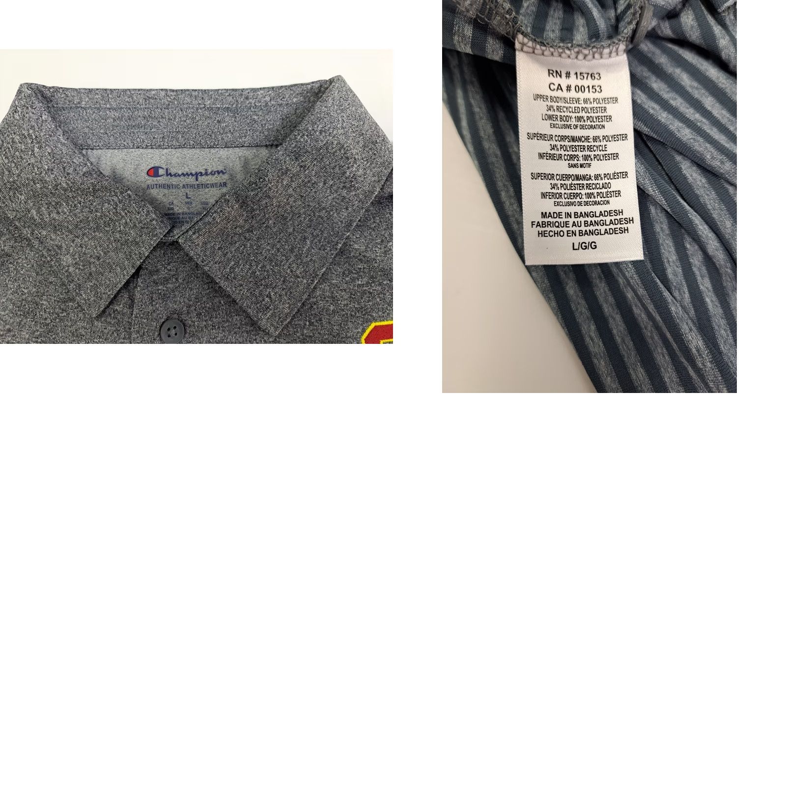 Champion NWT Champion USC Polo Shirt Mens L Grey Blue Stripes Collegiate Licensed Size US L / EU 52-54 / 3 - 8 Thumbnail