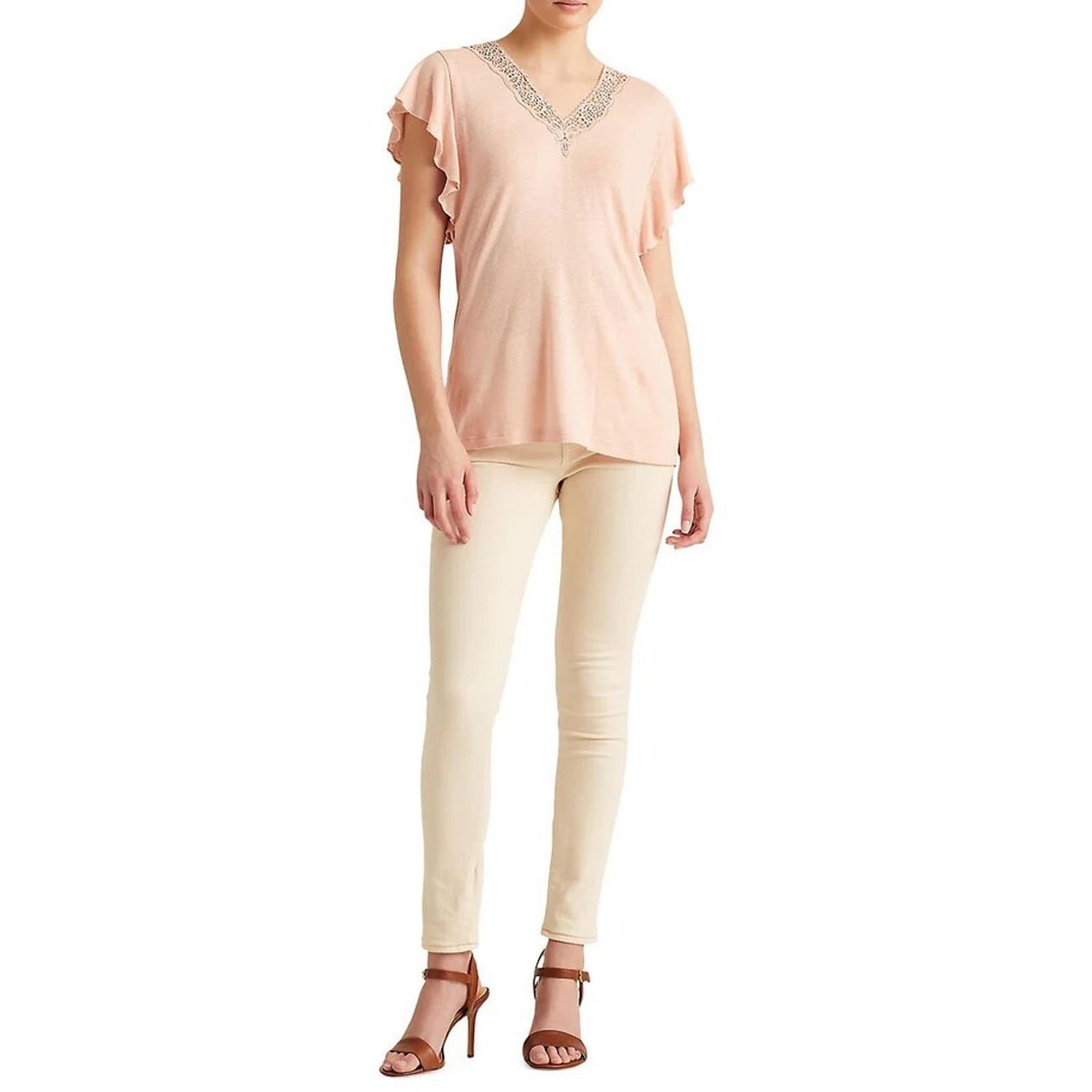 Ralph Lauren Ralph Lauren Women Pink Linen/Viscose Flutter T-Shirt XS Size XS / US 0-2 / IT 36-38 - 4 Thumbnail