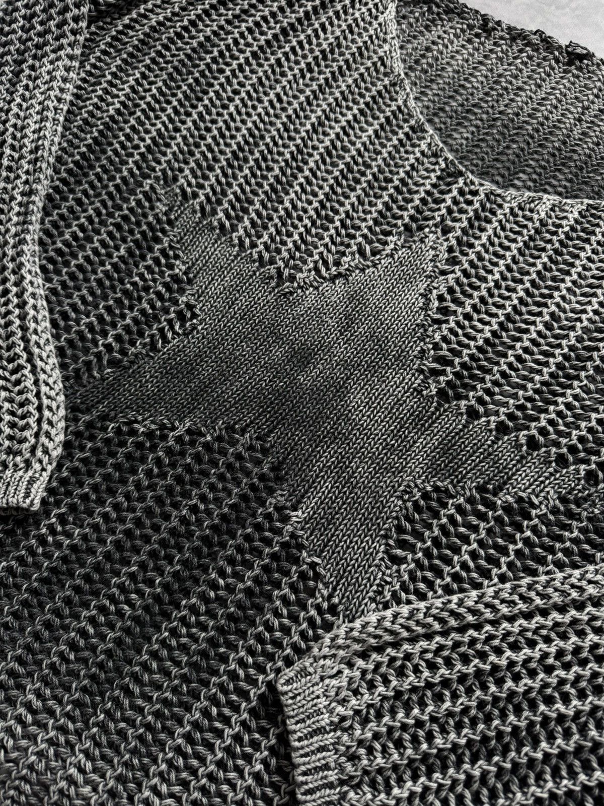 Japanese Brand × Vintage 00s Vintage mesh knit star distressed sweater Avantgarde Size L / US 10 / IT 46 - 8 Thumbnail