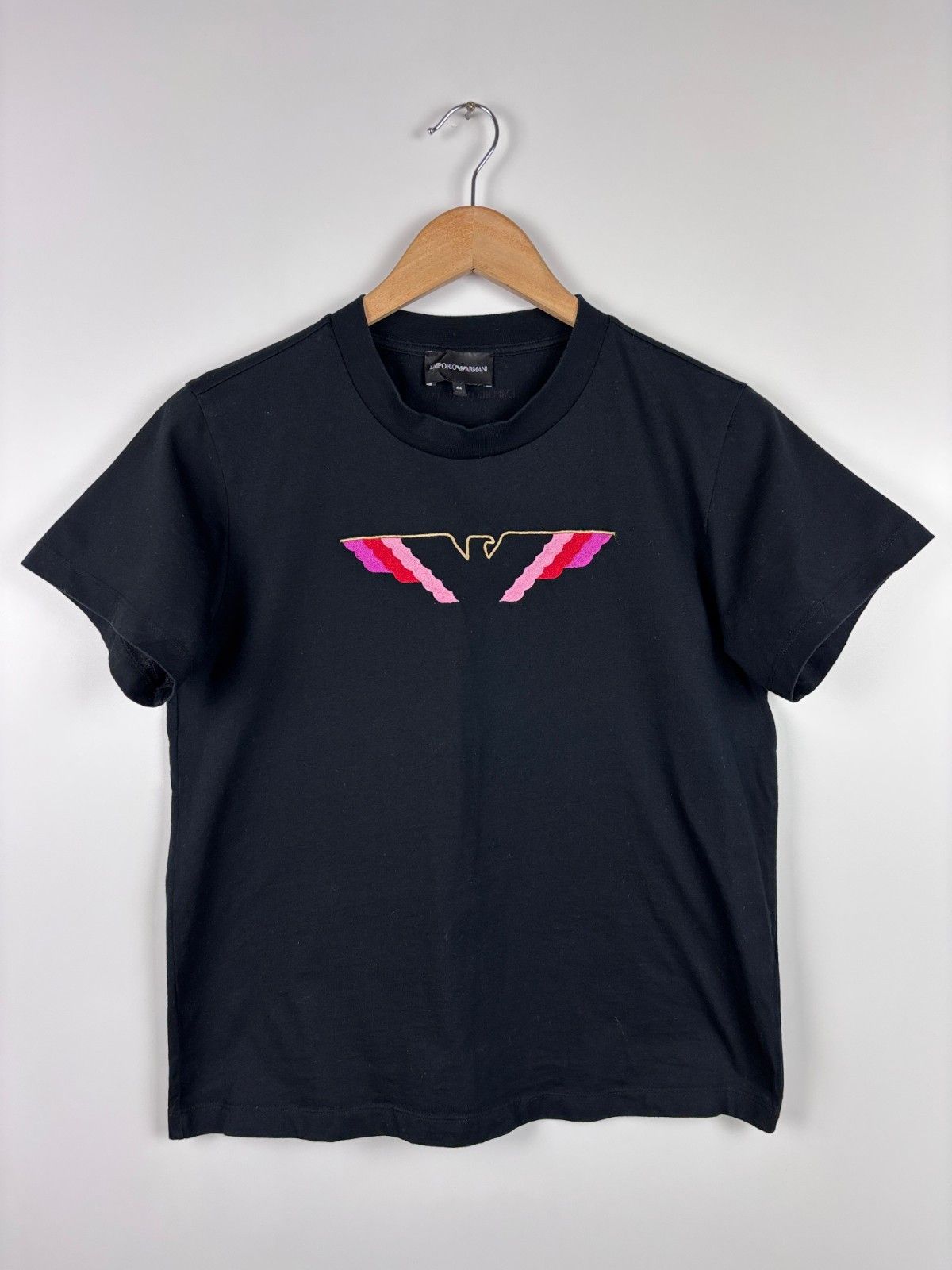 Emporio Armani Womens Emporio Armani Embroidered Logo T-Shirt Black Size 44 Size M / US 6-8 / IT 42-44 - 1 Thumbnail