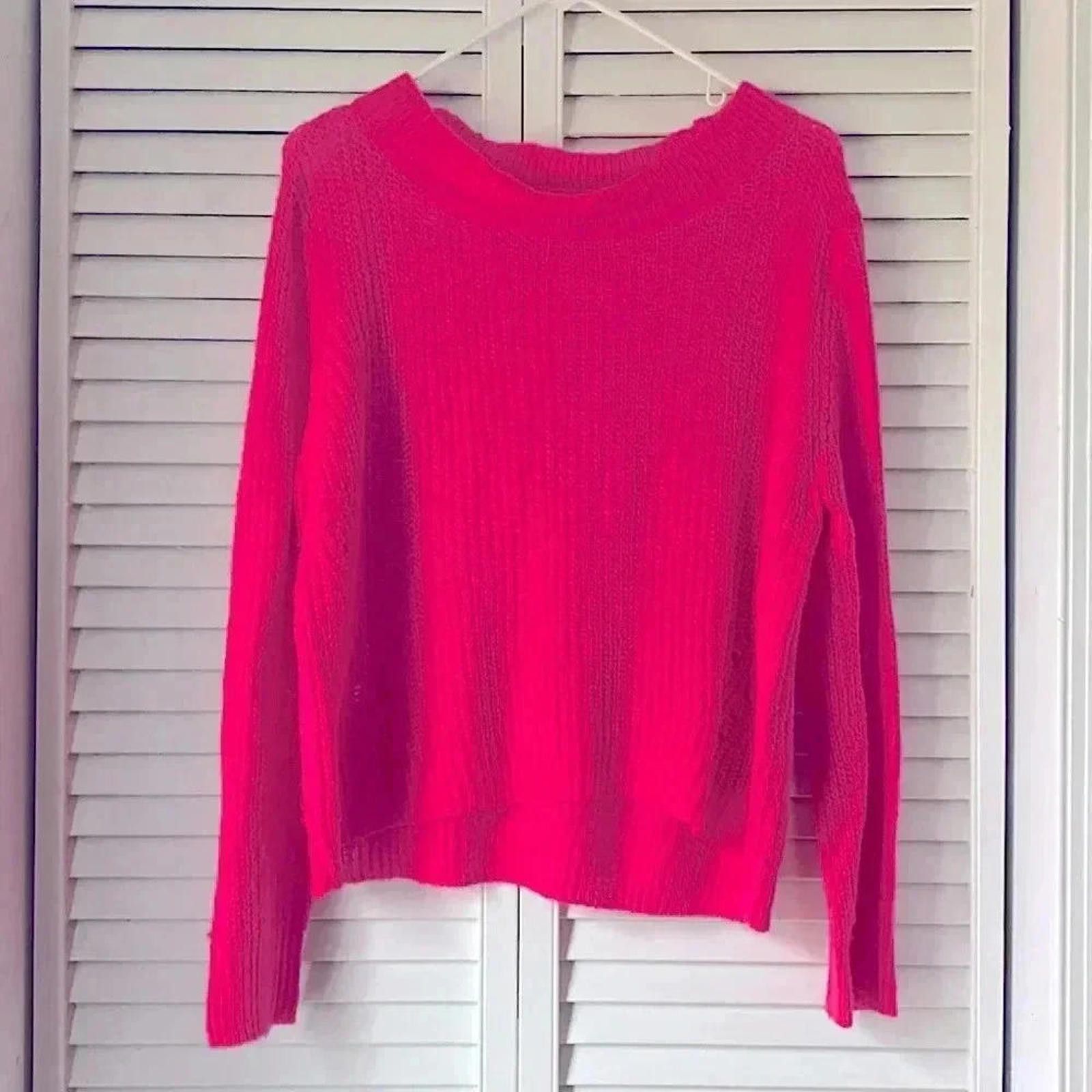 Designer Trendy Knit Sweater in Bright Pink Size S / US 4 / IT 40 - 2 Thumbnail