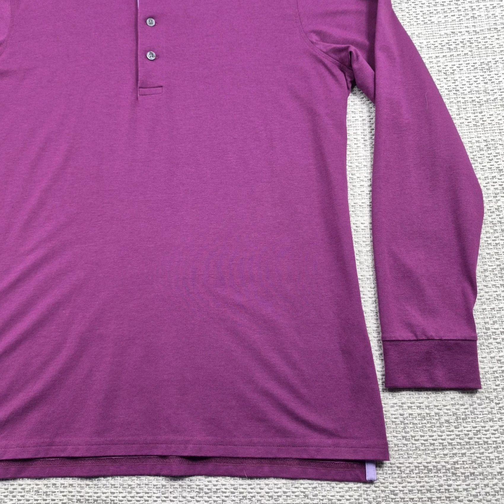 Vintage Greyson Polo Golf Shirt Mens Large Purple Pima Cotton Stretch Knit Long Sleeve Size US L / EU 52-54 / 3 - 2 Thumbnail