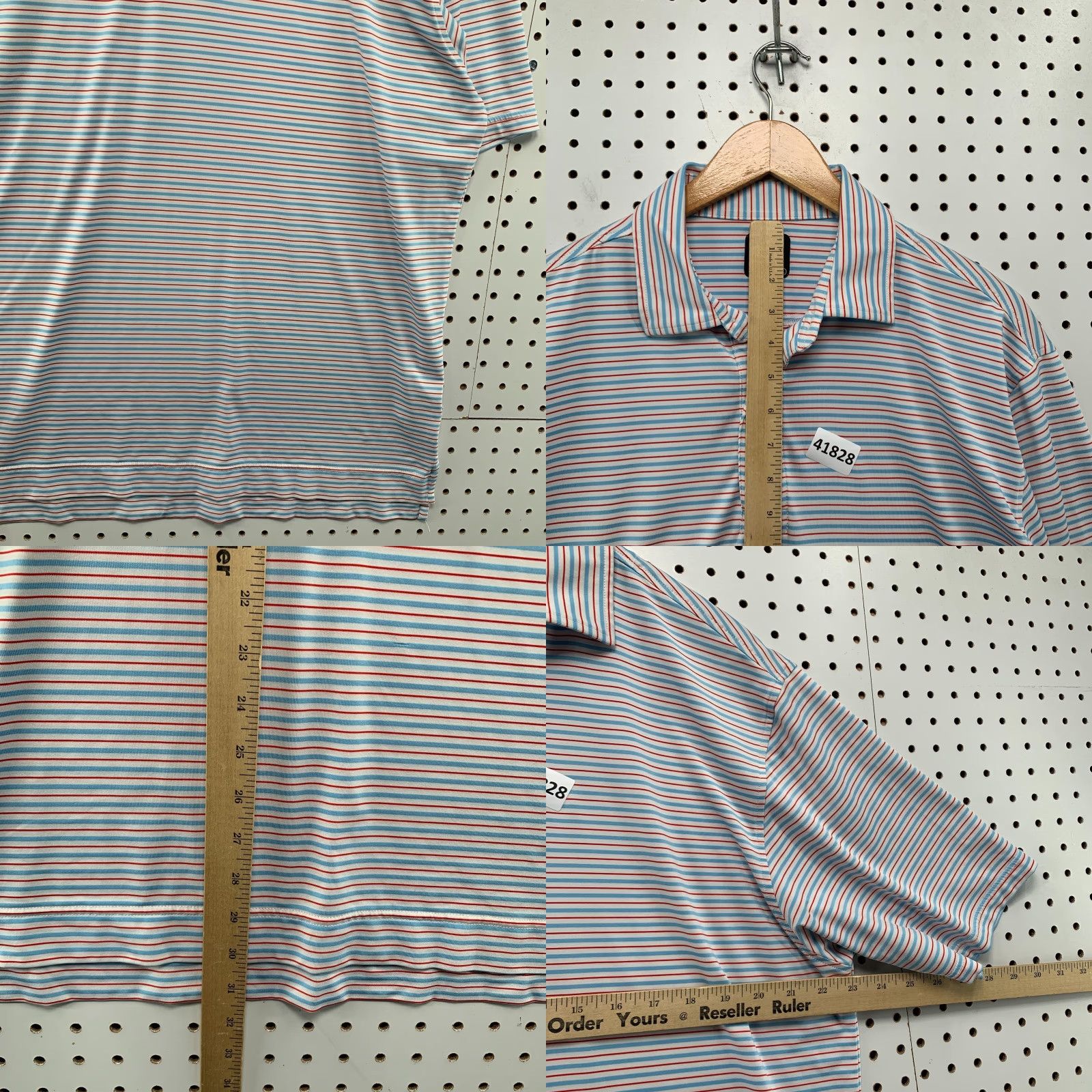 Footjoy FJ Footjoy Collared Golf Polo Shirt Mens Large White Blue Red Striped 23x31.5 - Polo, FootJoy, Striped, Golf Shirt, Mens, White/Blue/Red Size US L / EU 52-54 / 3 - 8 Thumbnail