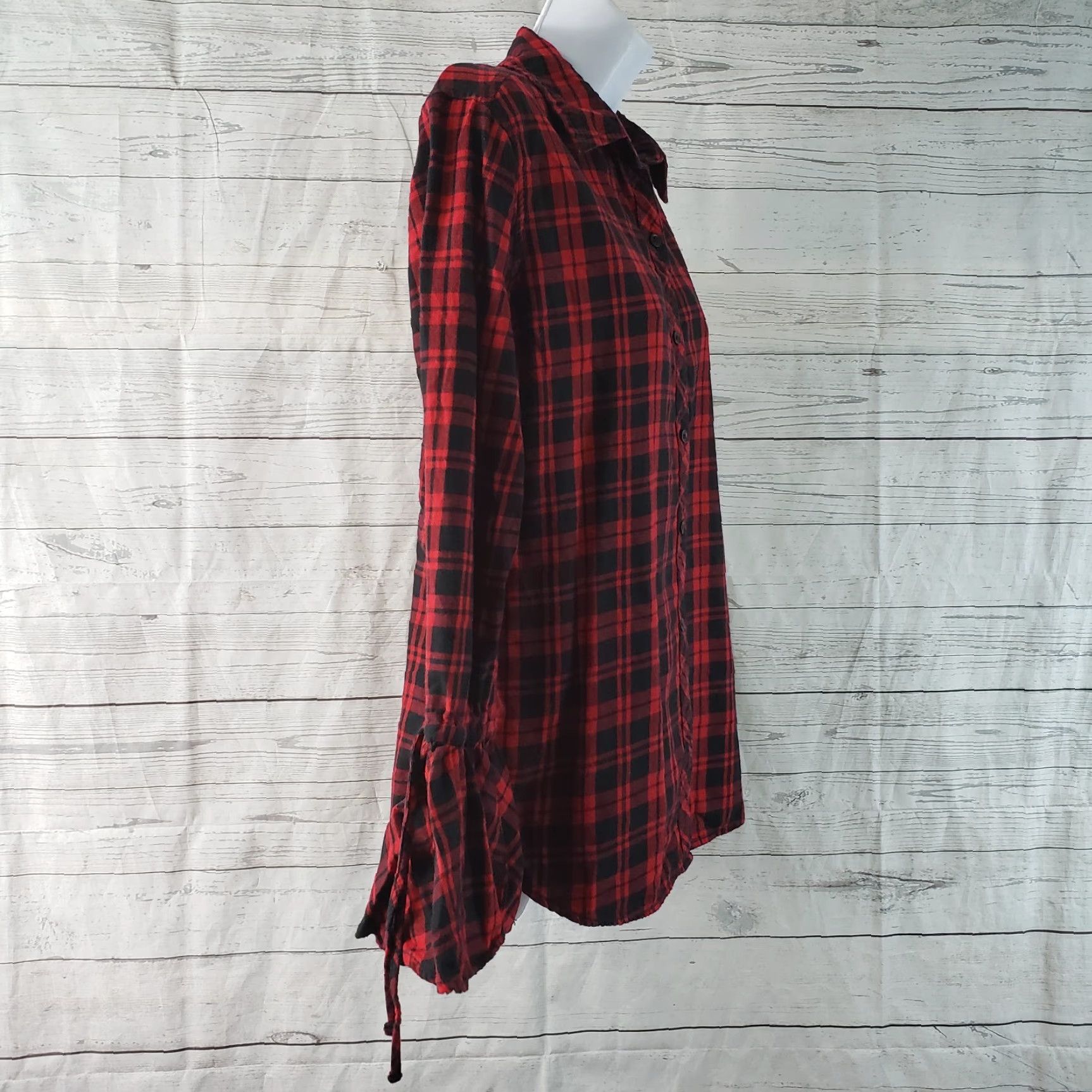 Bell VINTAGE Beach Lunch Lounge Womens Button Front Shirt Sz Small Red Plaid Bell Sleeve Size S / US 4 / IT 40 - 3 Thumbnail