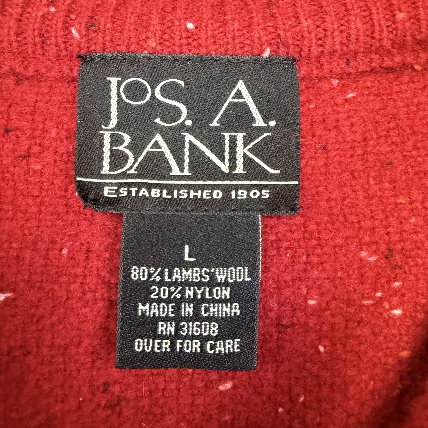 Jos. A. Bank VINTAGE Jos A Bank Sweater Mens Large Red Lambswool Quarter Zip Mock Neck Knit Pullover Size US L / EU 52-54 / 3 - 4 Thumbnail