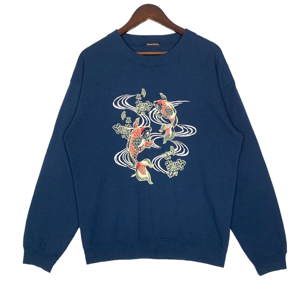 Japanese Brand Feel & Easy koi logo Crewneck Sweatshirt Colour Blue Size US M / EU 48-50 / 2 - 1 Thumbnail