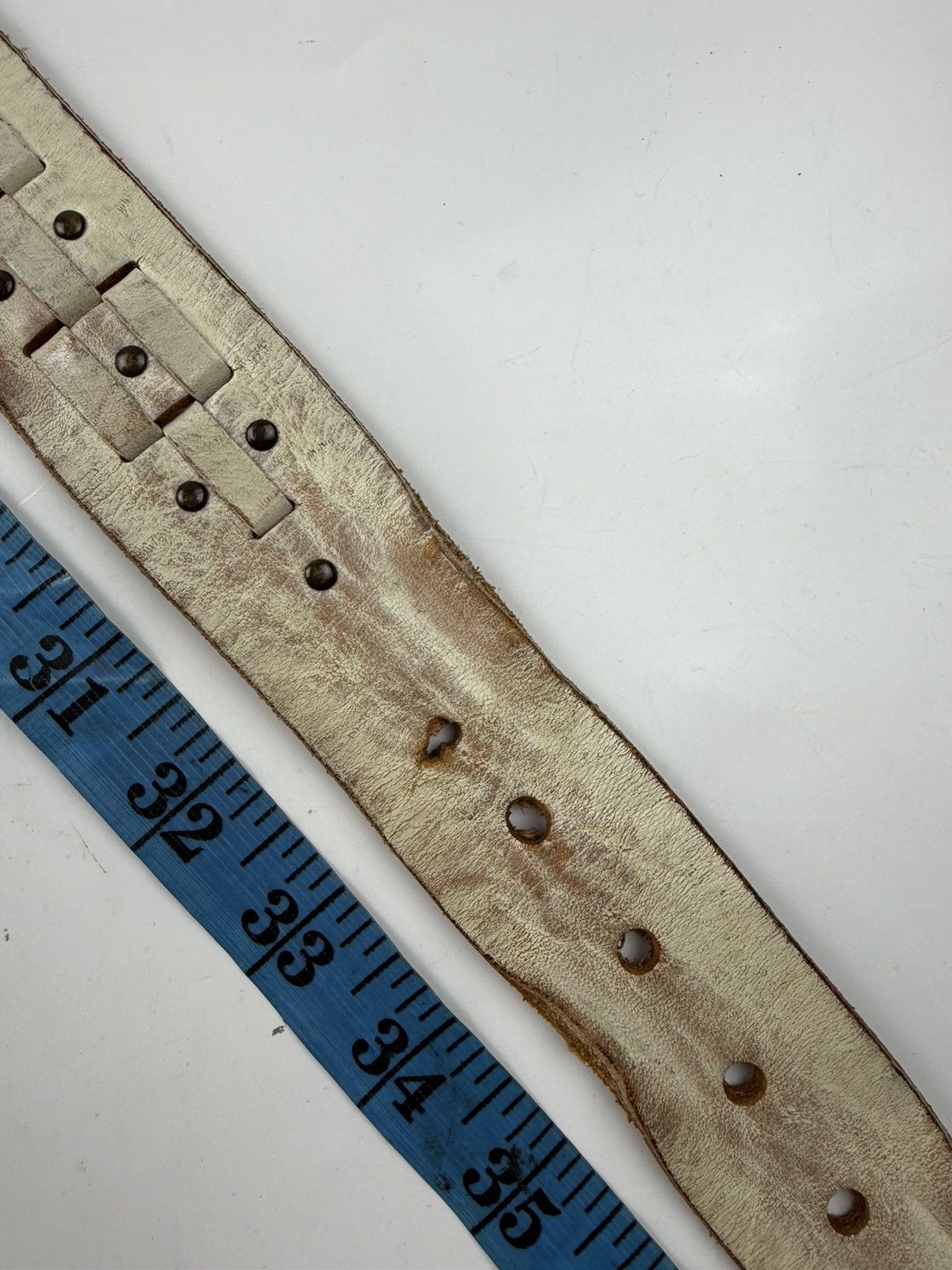 Japanese Brand rare design studded leather belt tc54 Size 36 - 4 Thumbnail