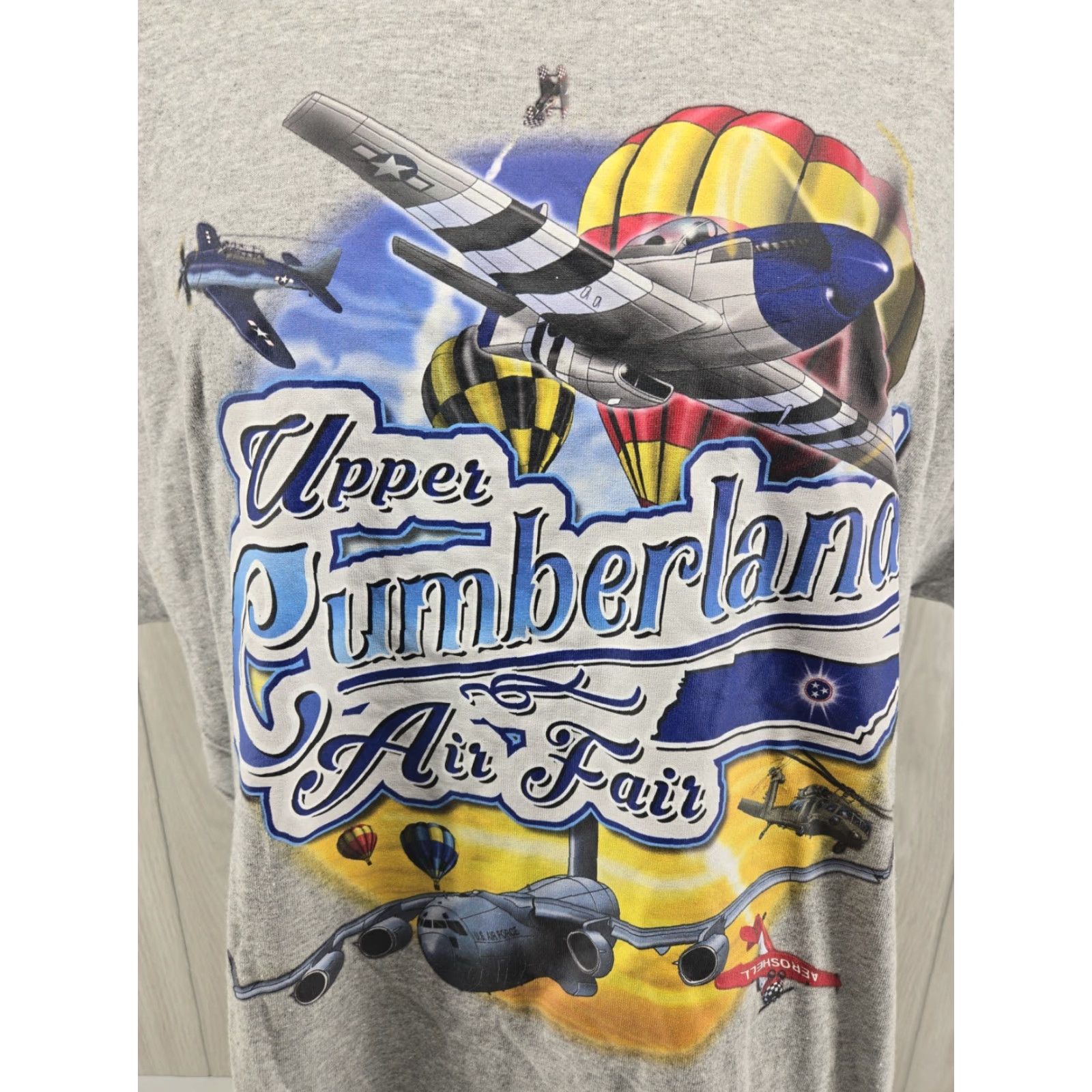 Gildan VINTAGE Upper Cumberland Air Fair TN T-Shirt XL Gray Mens Short Sleeve Cotton Graphic Print Size US XL / EU 56 / 4 - 3 Thumbnail