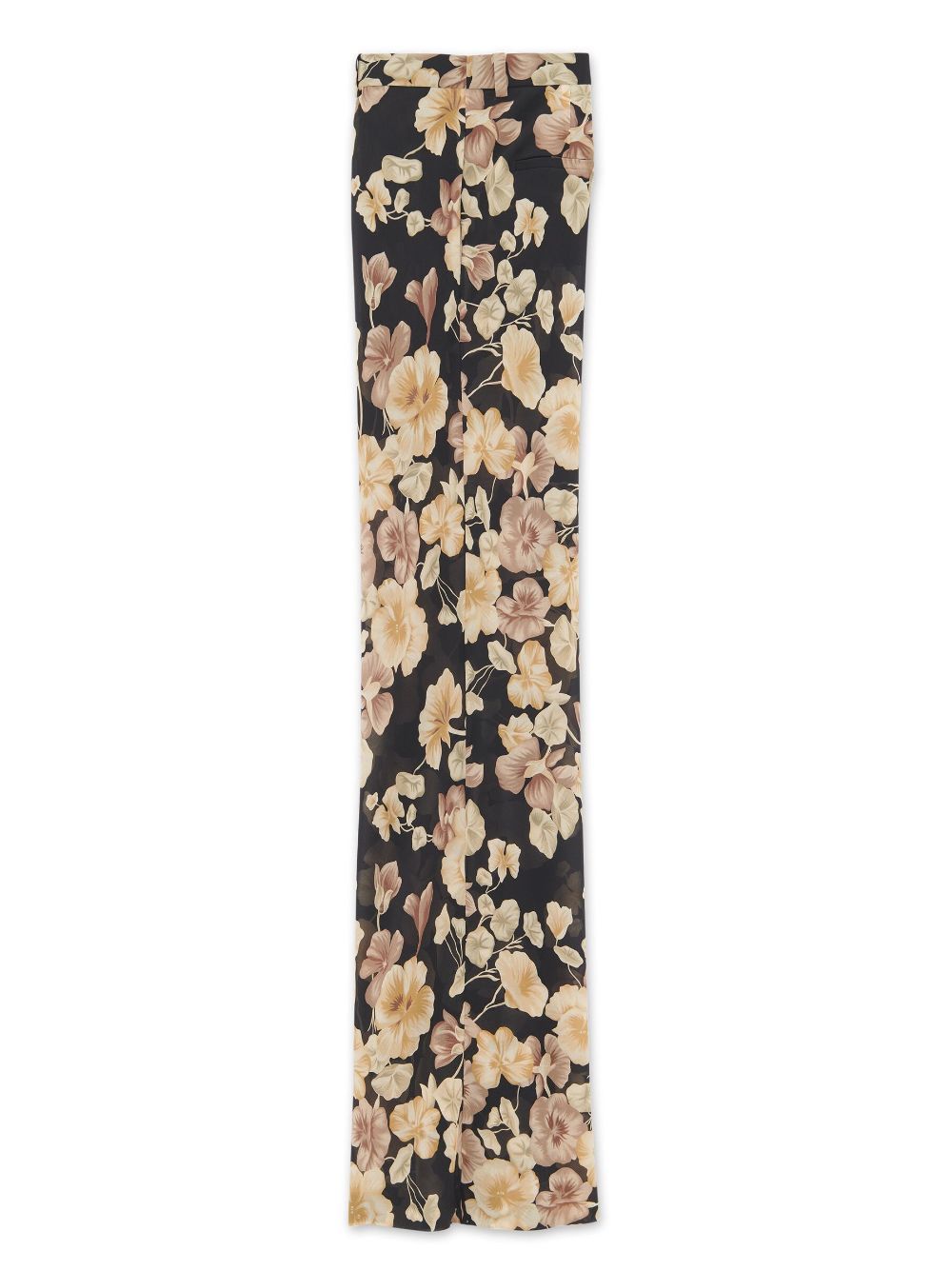 Saint Laurent Paris o1s1wg111124 Flared Pants Floral Silk Georgette Multicolor Size 25" / US 0 / IT 36 - 2 Thumbnail