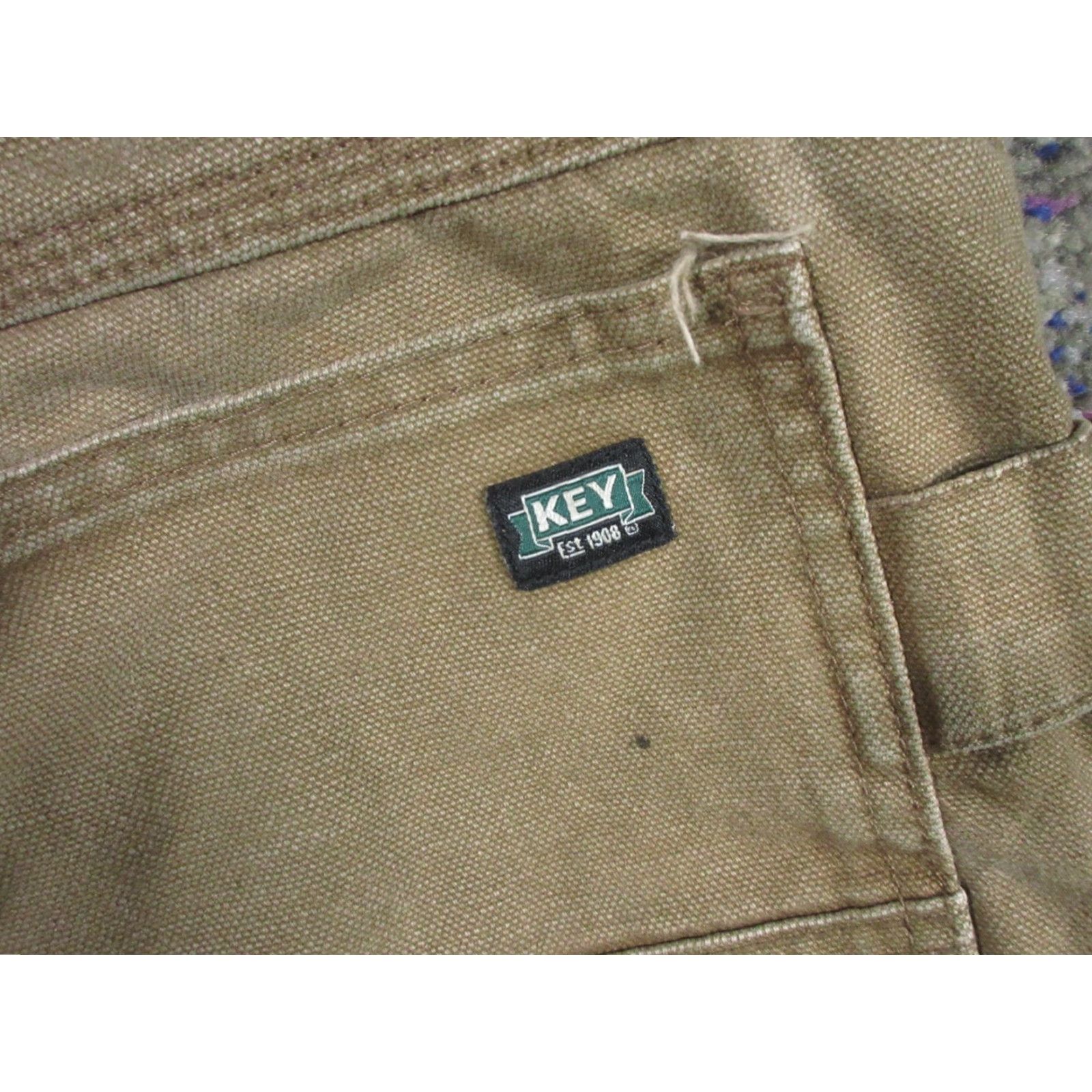 Vintage Key Carpenter Jeans Mens 36x32 Brown Canvas Distressed 5-Pocket Straight Leg Workwear Denim Cotton Size US 36 / EU 52 - 6 Thumbnail